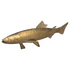 Vintage Folk Art Fish Sculpture Gilded Metal
