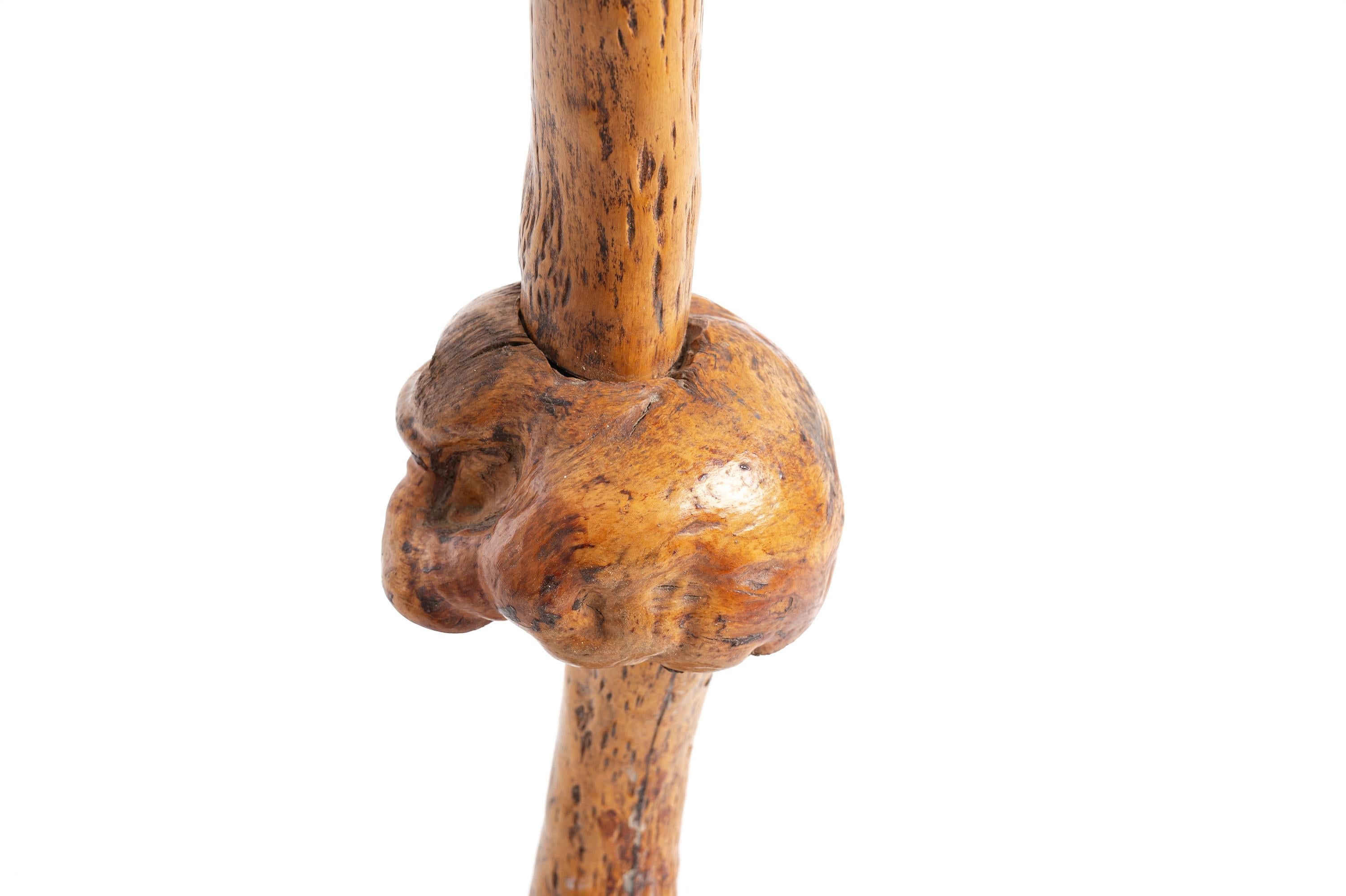 Wood Folk Art floor lamp , natural parts from pinewood  For Sale