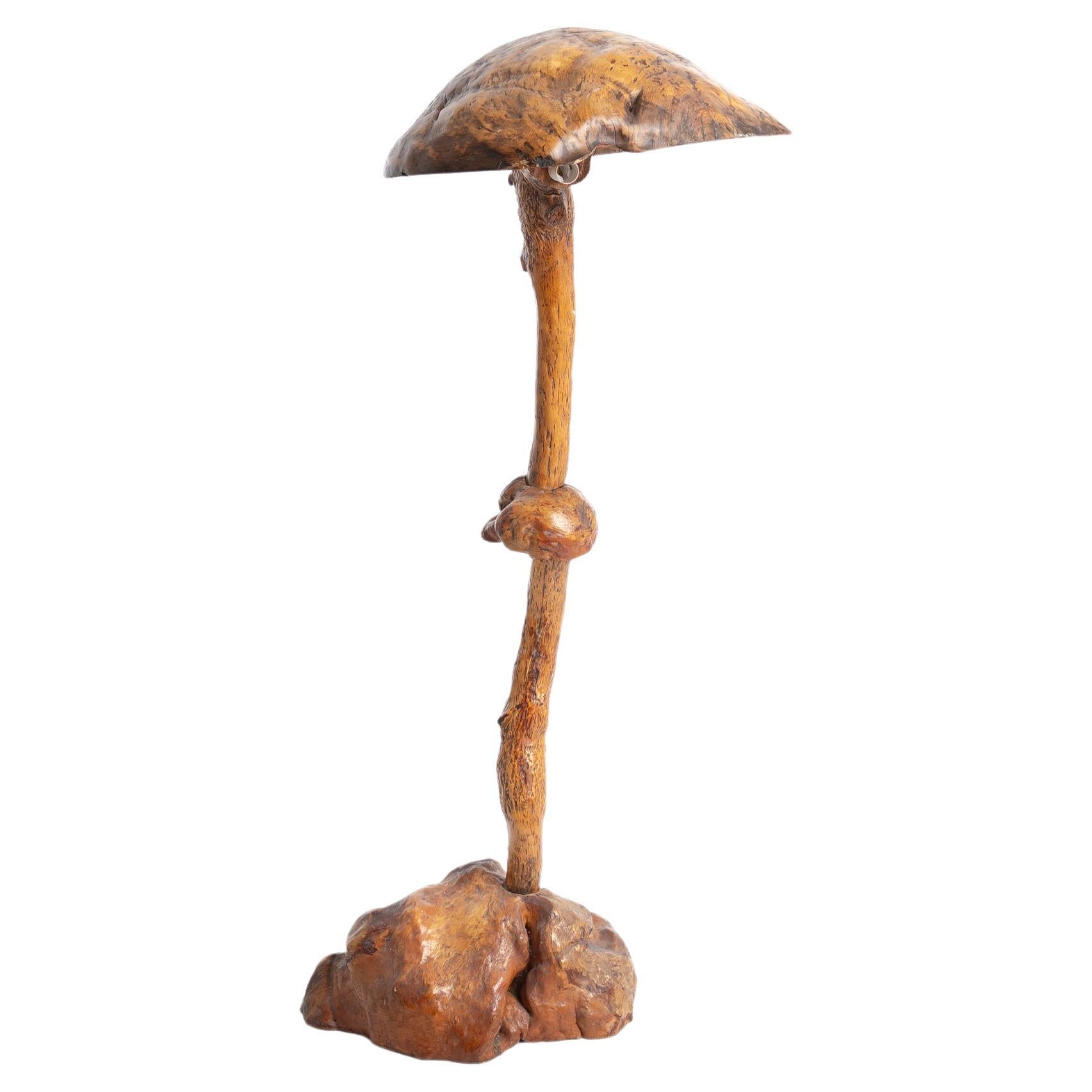 Folk Art floor lamp , natural parts from pinewood  For Sale