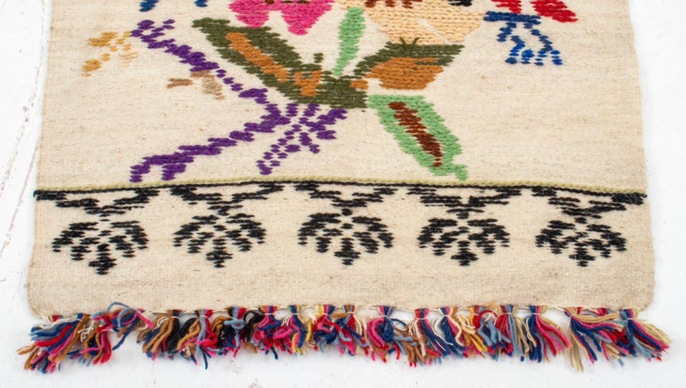 Folk Art Floral Hand-Woven Wool Runner / Rug For Sale 3
