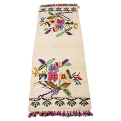 Vintage Folk Art Floral Hand-Woven Wool Runner / Rug