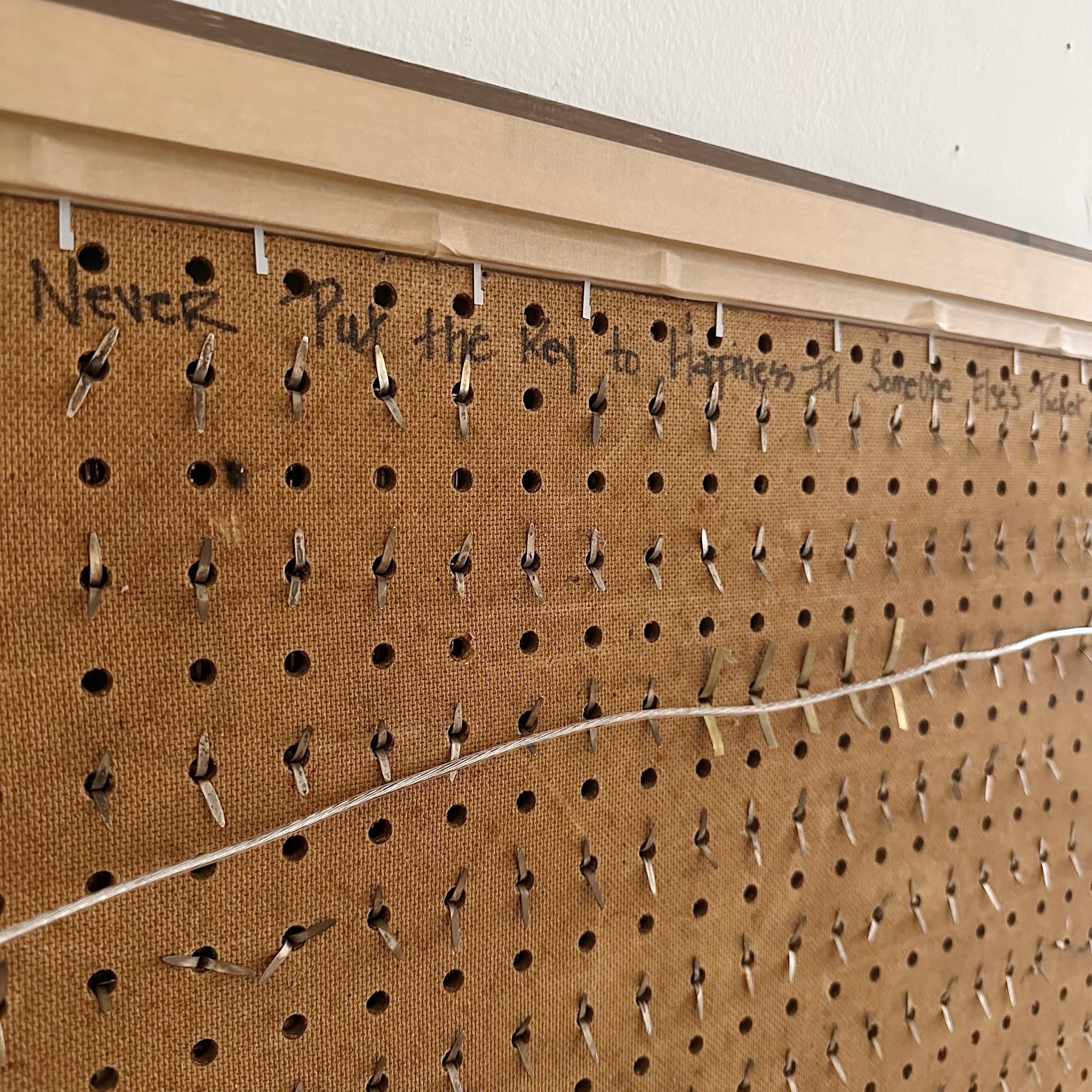 Folk Art Framed Vintage Keys on PegBoard For Sale 1