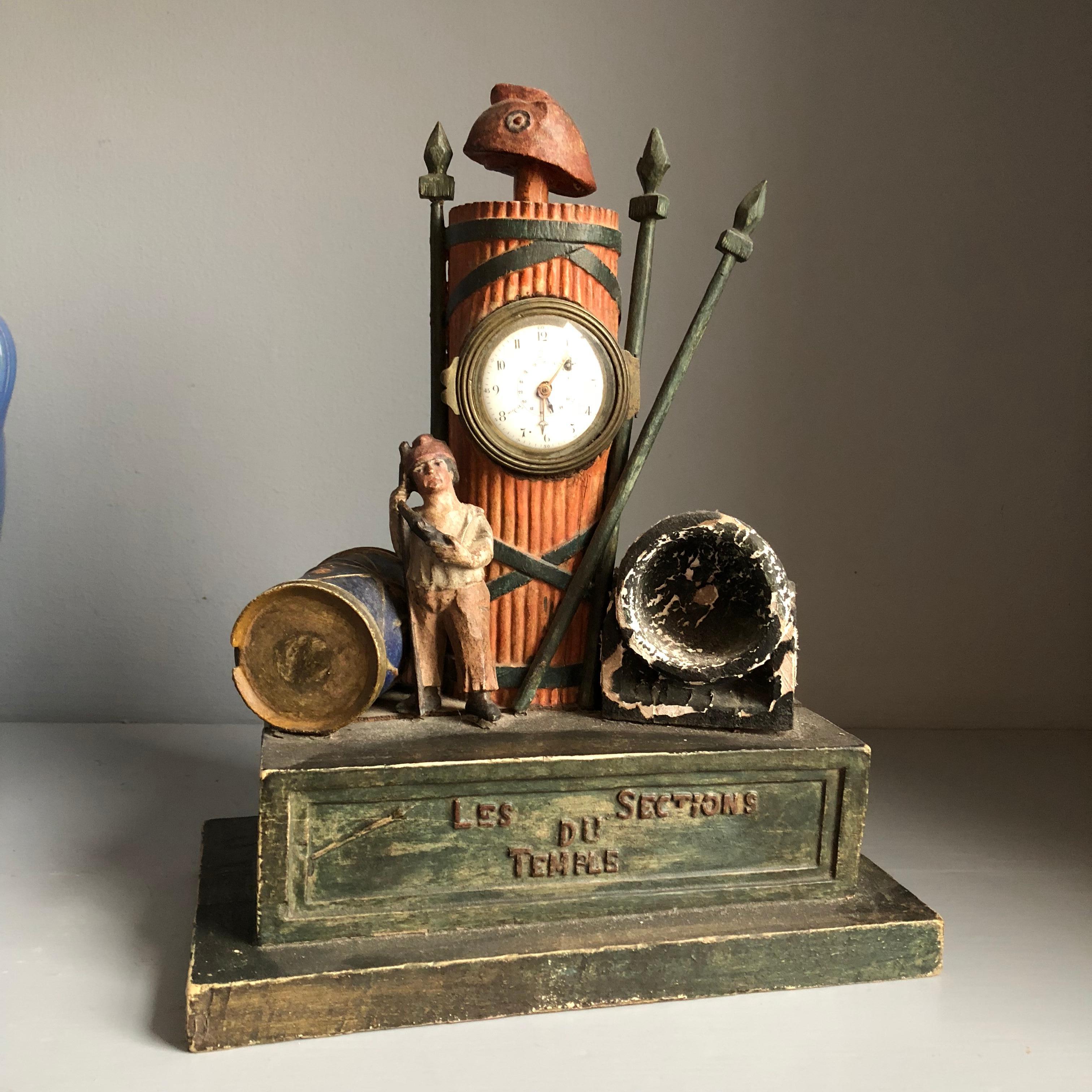 Folk Art French Revolution Clock, Early 19th Century For Sale 2