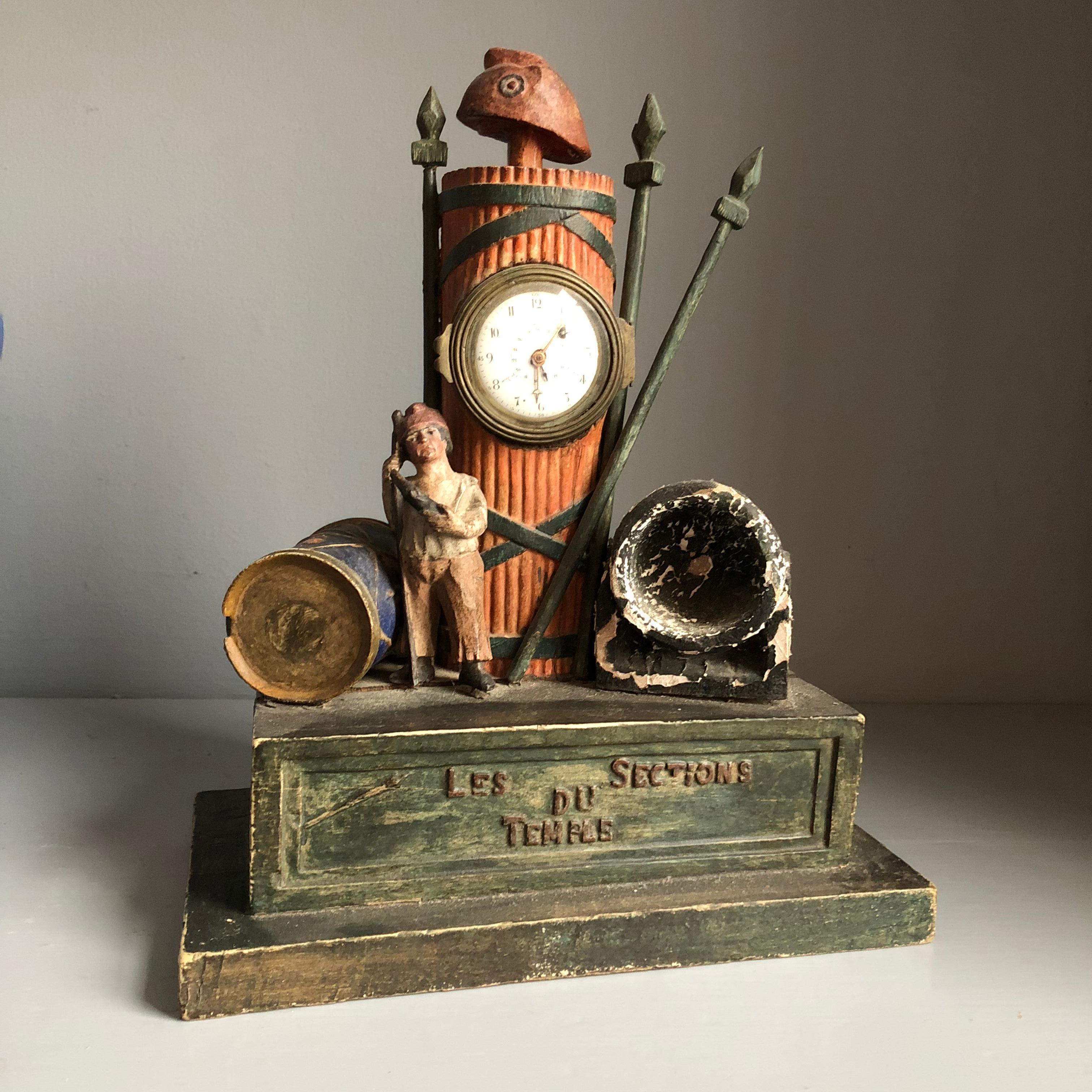 Folk Art French Revolution Clock, Early 19th Century For Sale 3