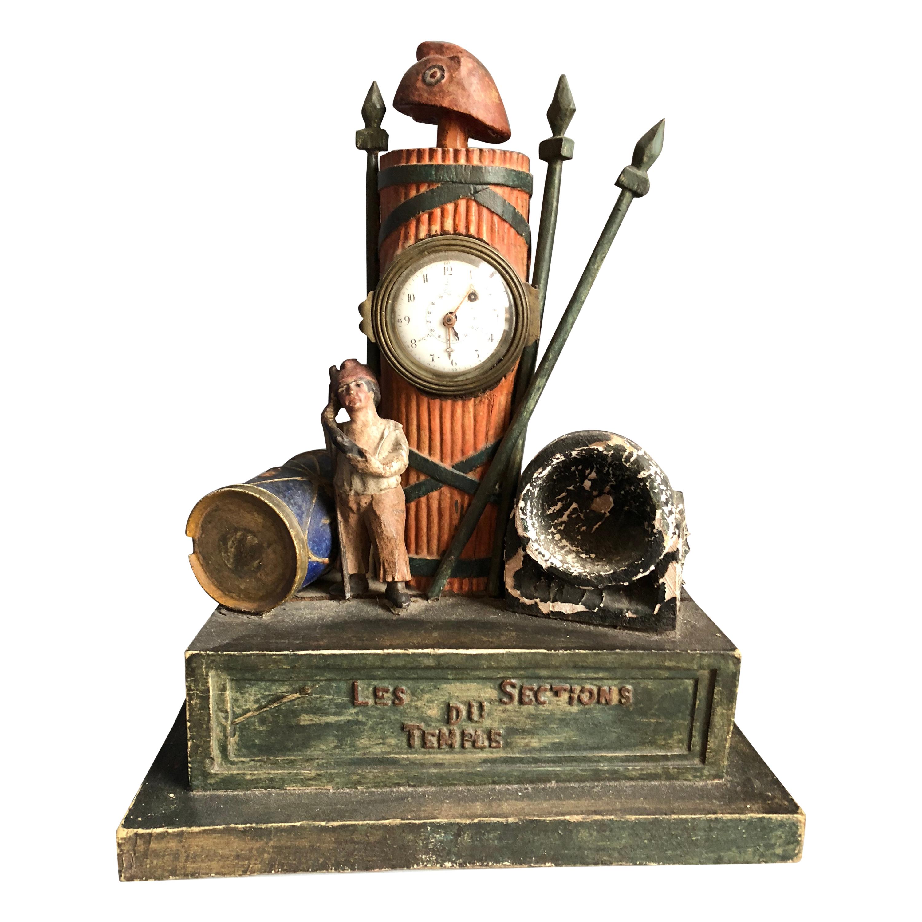 Folk Art French Revolution Clock, Early 19th Century