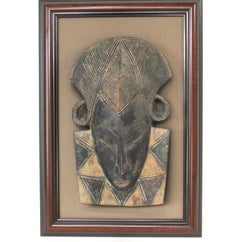 Folk Art Gabon Styled African Tribal Wooden Mask Wall Sculpture (A)