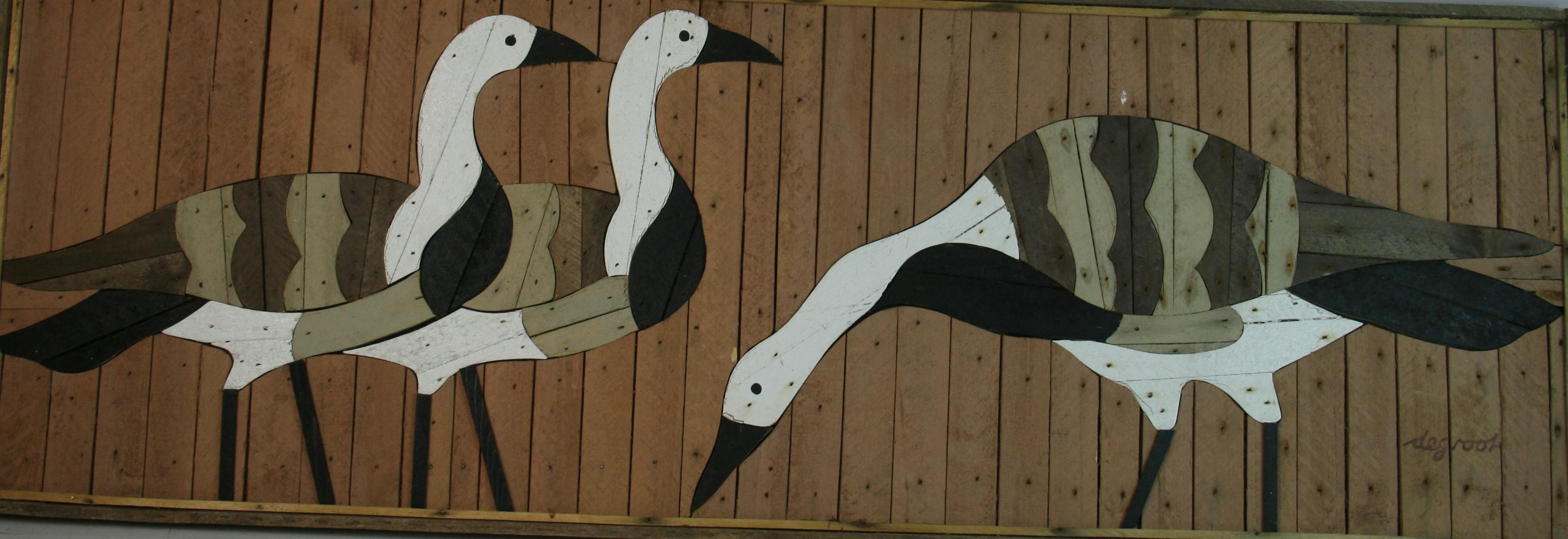 Scultura da parete Folk Art Geesse Flock In condizioni buone in vendita a Douglas Manor, NY