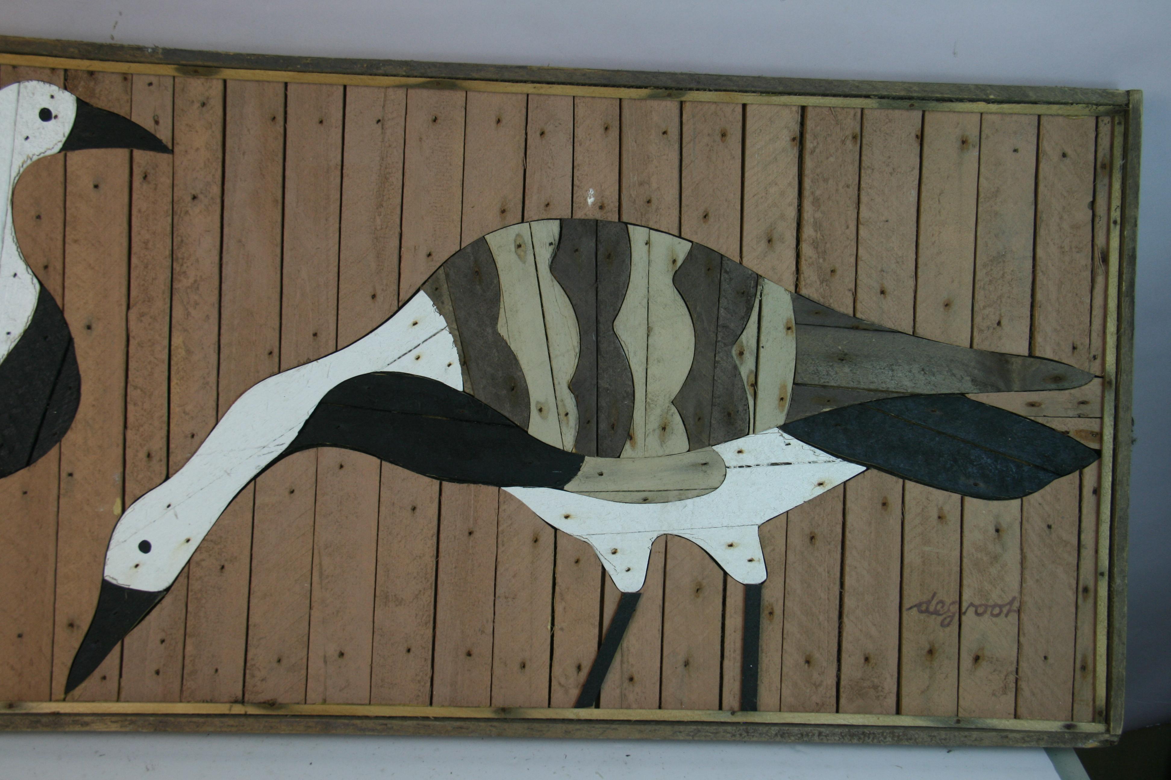 Scultura da parete Folk Art Geesse Flock in vendita 2