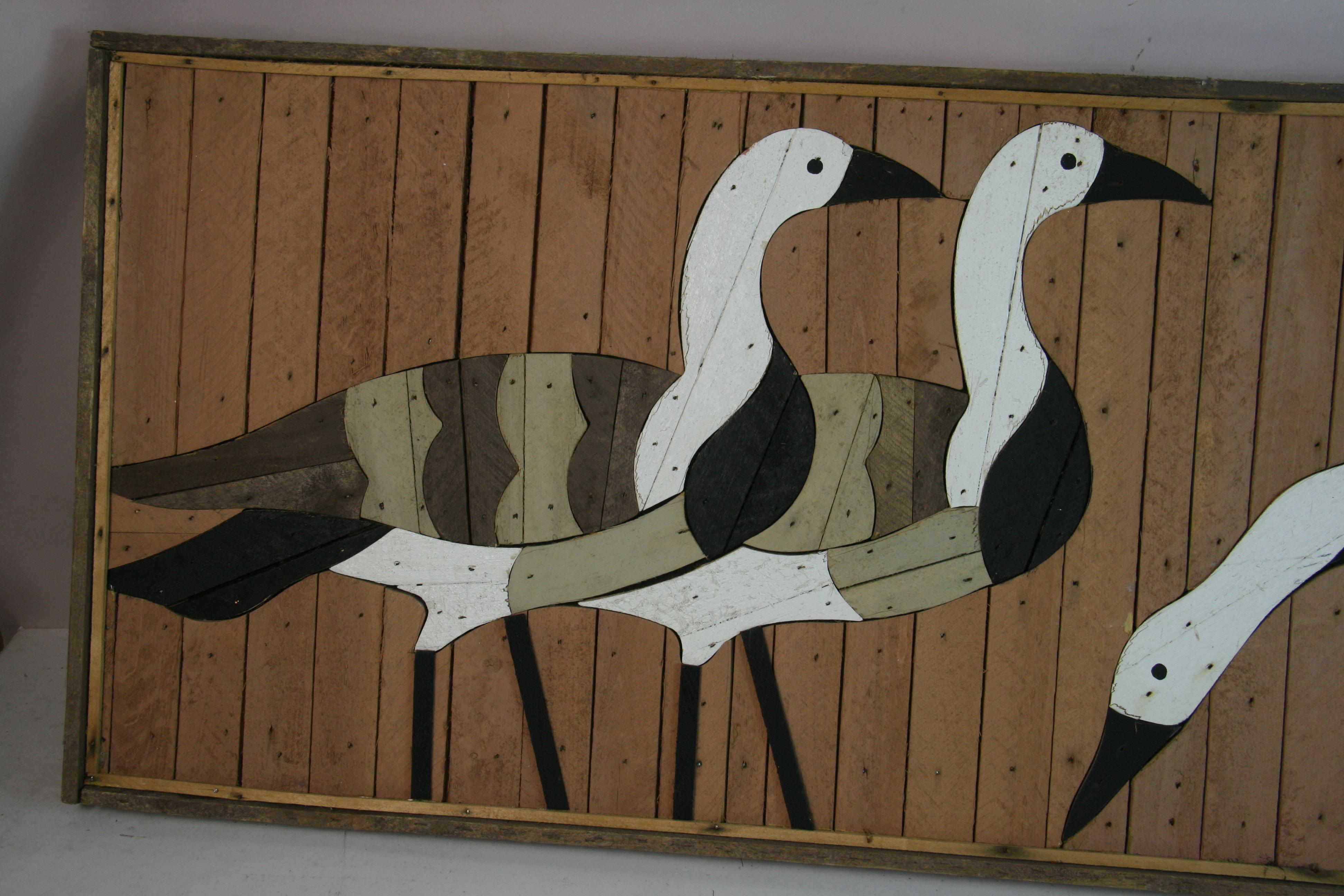 Scultura da parete Folk Art Geesse Flock in vendita 3
