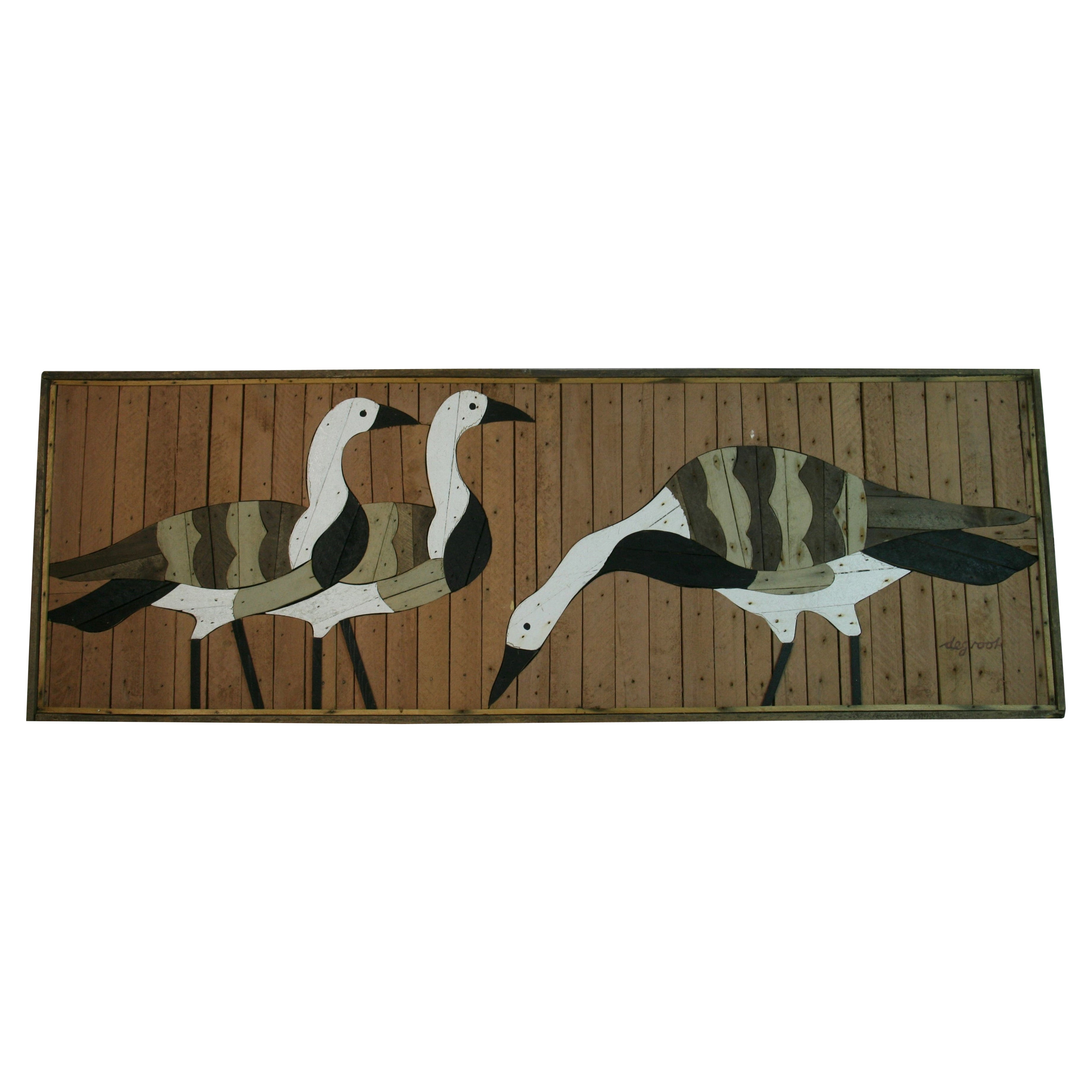 Scultura da parete Folk Art Geesse Flock in vendita