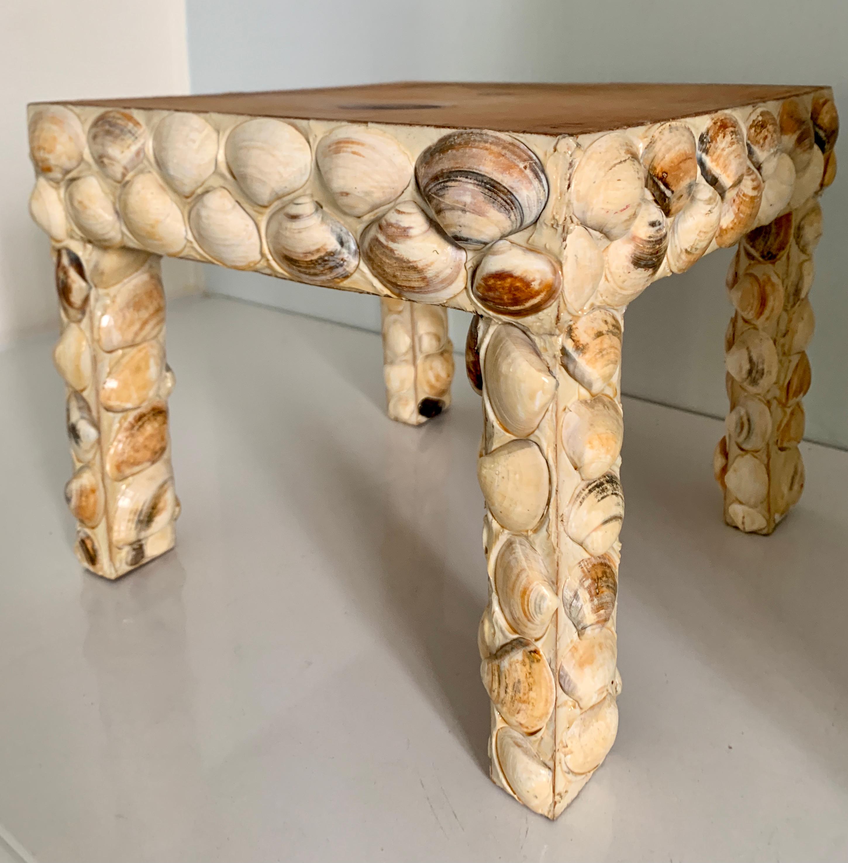 20th Century Folk Art Grotto or Cockle Shell Side Table