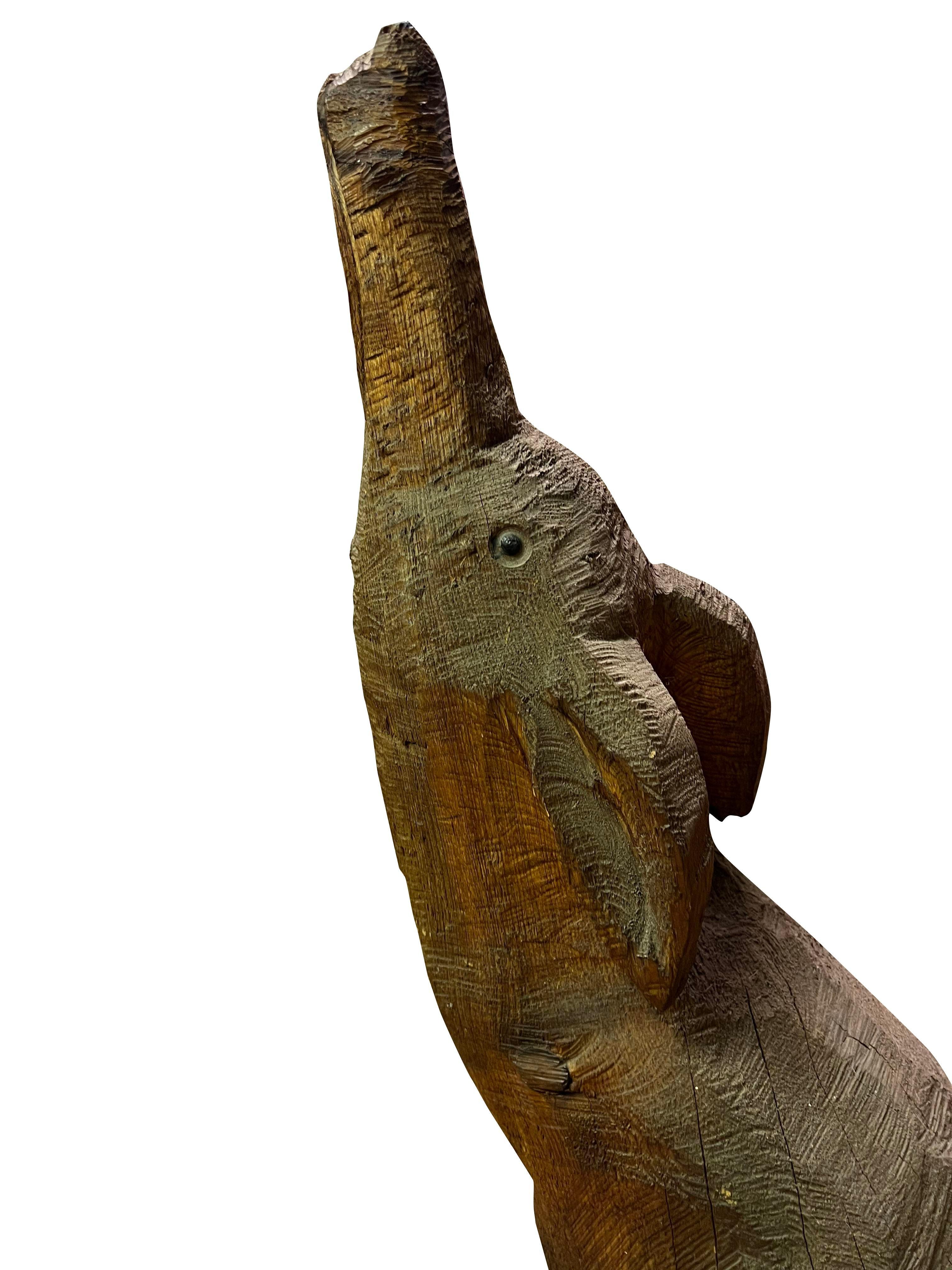 American Classical Folk Art Hand Carved Coyote Floor Standing Sculpture For Sale