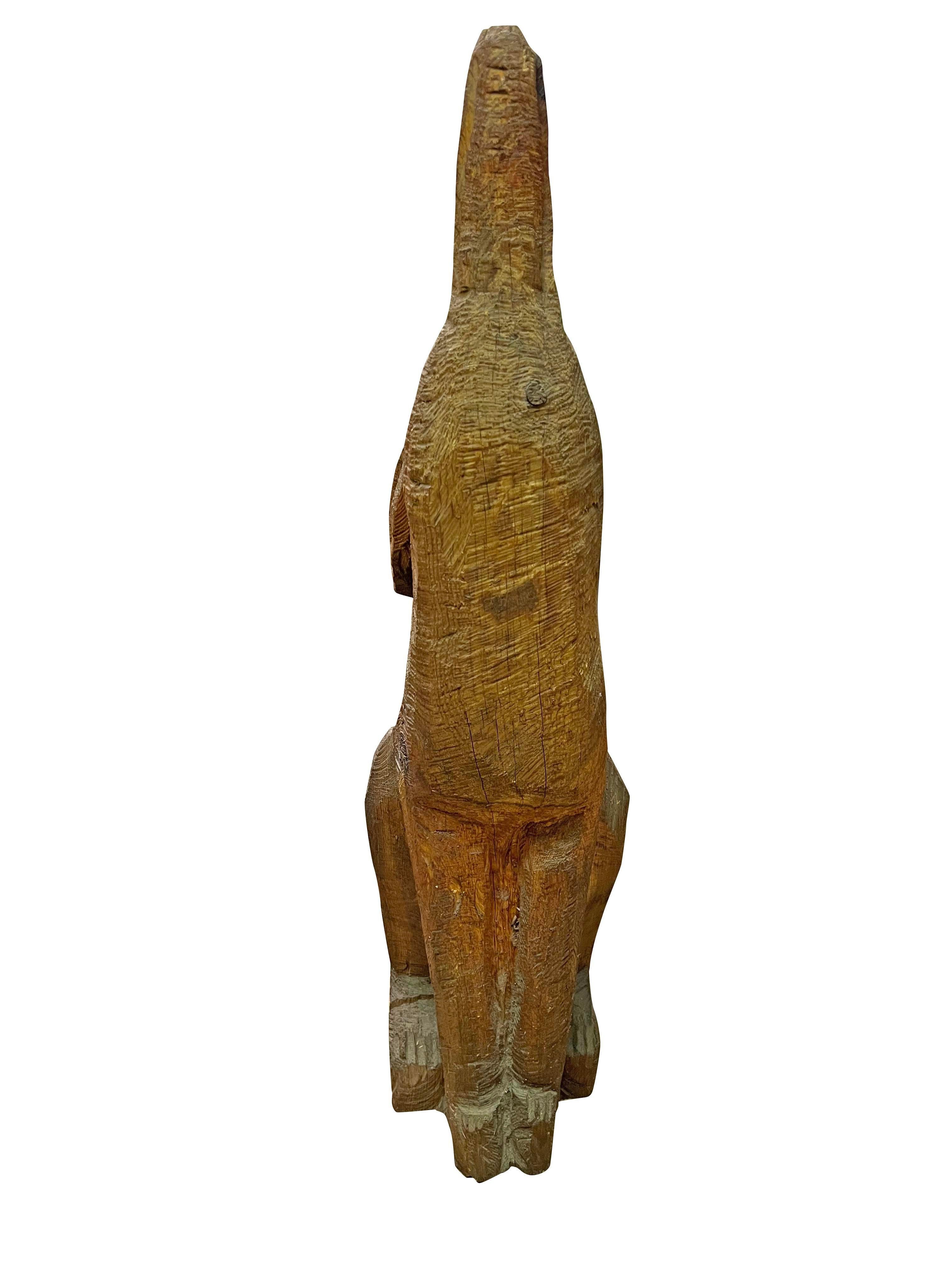American Folk Art Hand Carved Coyote Floor Standing Sculpture For Sale