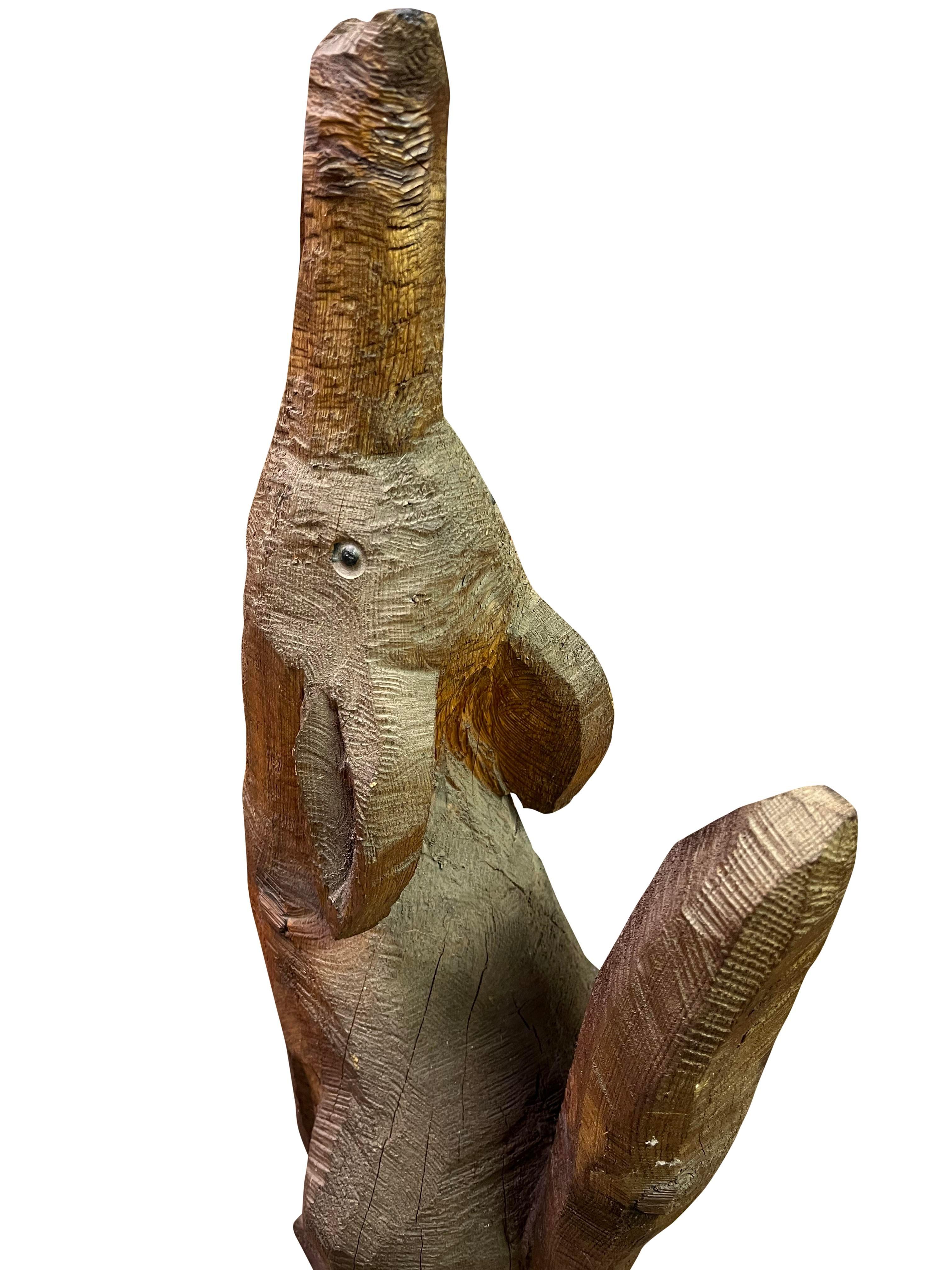 Folk Art Hand Carved Coyote Floor Standing Sculpture In Good Condition For Sale In Saddle River, NJ