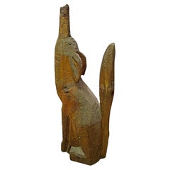Folk Art Hand Carved Coyote Floor Standing Sculpture
