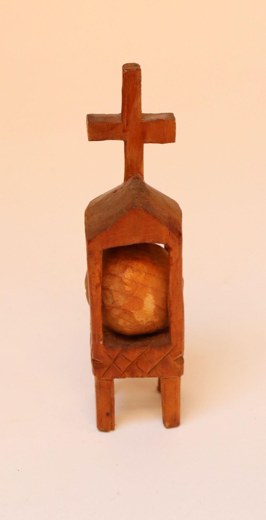 Petite sculpture dévotionnelle Folk Art fantaisiste 