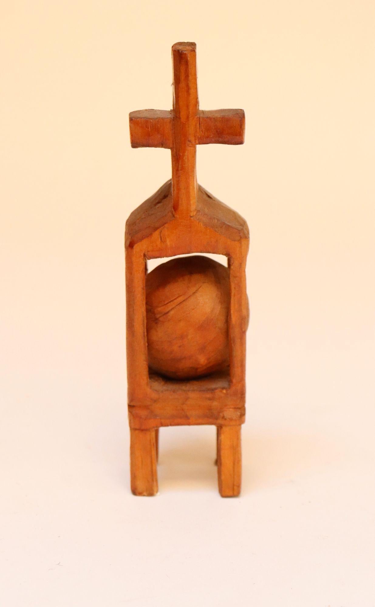 Américain Folk Art Carved Hand-Carved Devotional 
