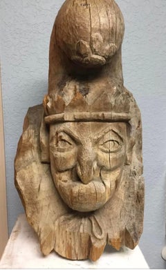 Folk Art Hand Carved Punch Cigar Store Countertop Advertising Figure