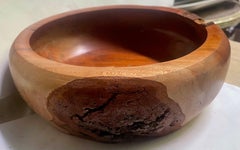 Hand-Carved Redwood Live Edge Burl Salad Bowl, Rustic Folk Art, USA