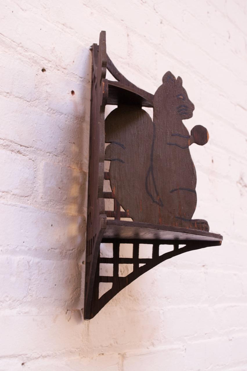 American Folk Art Hand Carved 'Squirrel' Corner Shelf