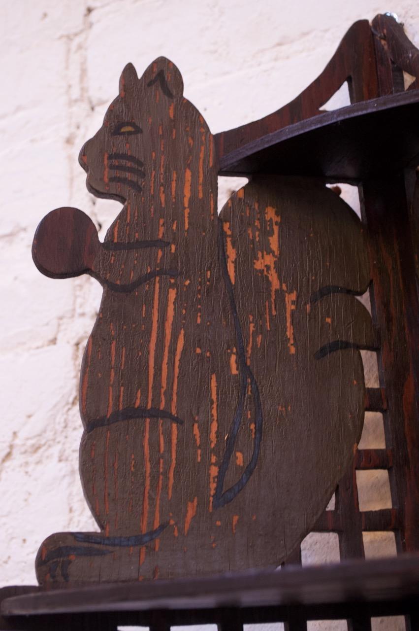 20th Century Folk Art Hand Carved 'Squirrel' Corner Shelf