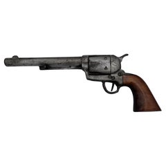 Folk Art Hand Carved Wood Trompe l'œil Realistic Colt .45 Revolver Gun Sculpture