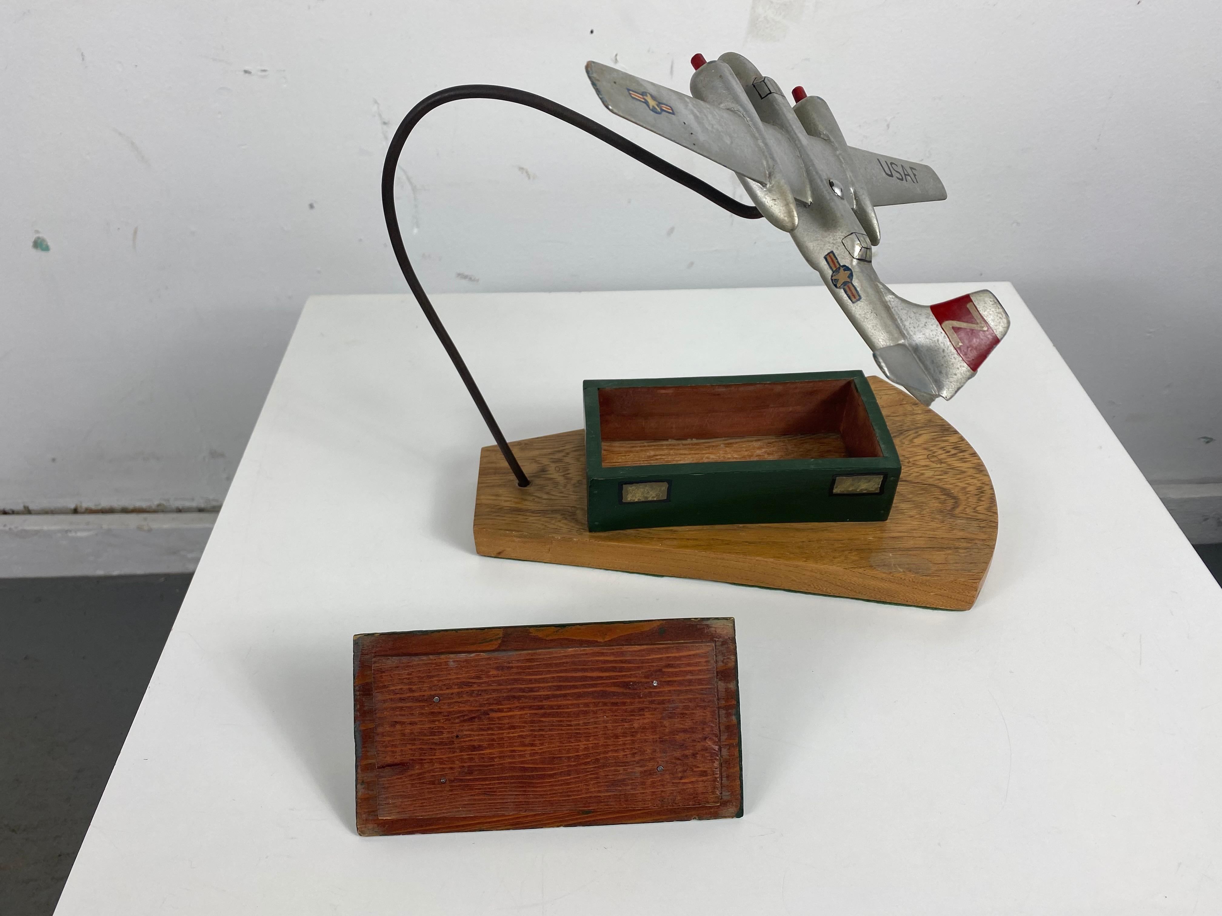 Folk Art, Hand Executed Modernist, Art Deco Airplane /Trinket Box In Good Condition For Sale In Buffalo, NY