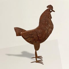 Folk Art Hand-Made Iron Rooster