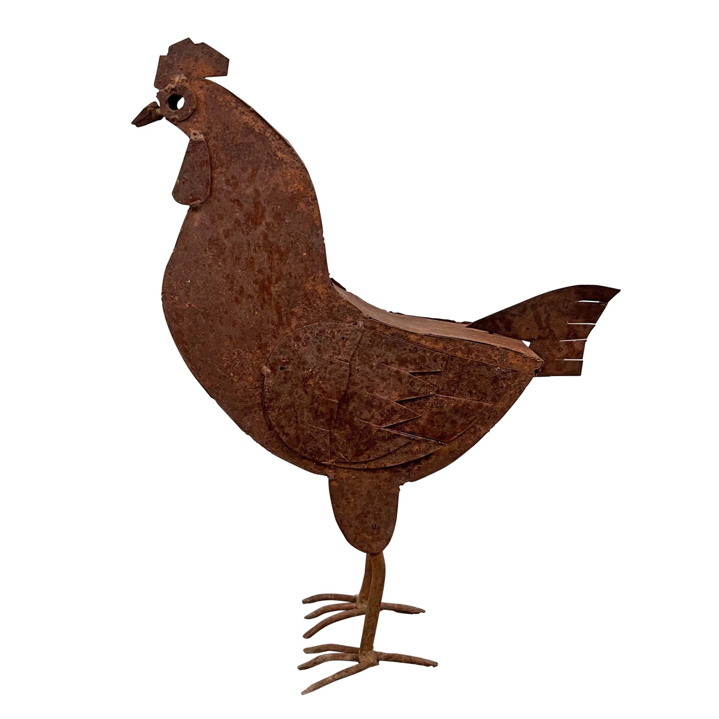 20th Century Folk Art Hand-Made Iron Rooster For Sale