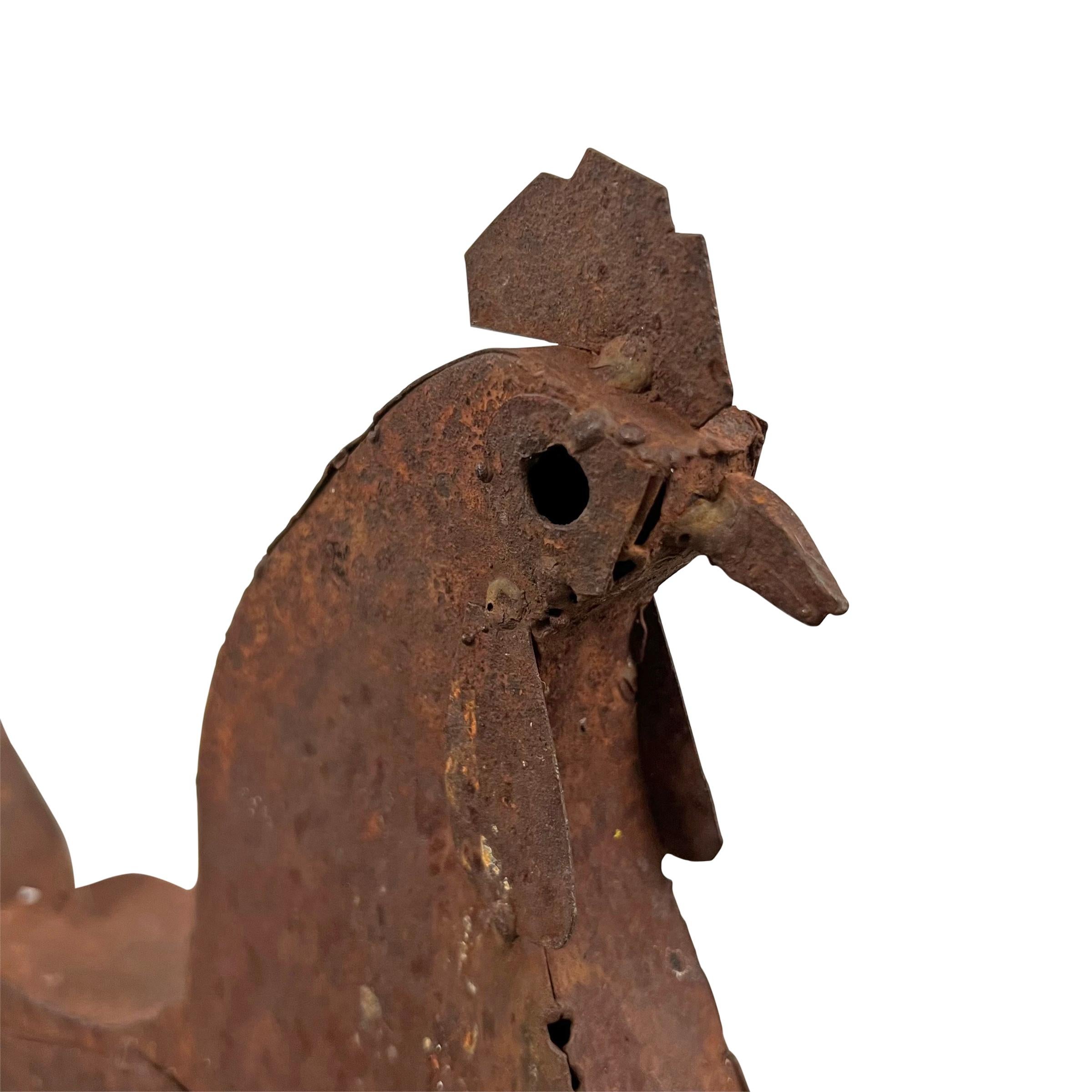 Folk Art Hand-Made Iron Rooster For Sale 3