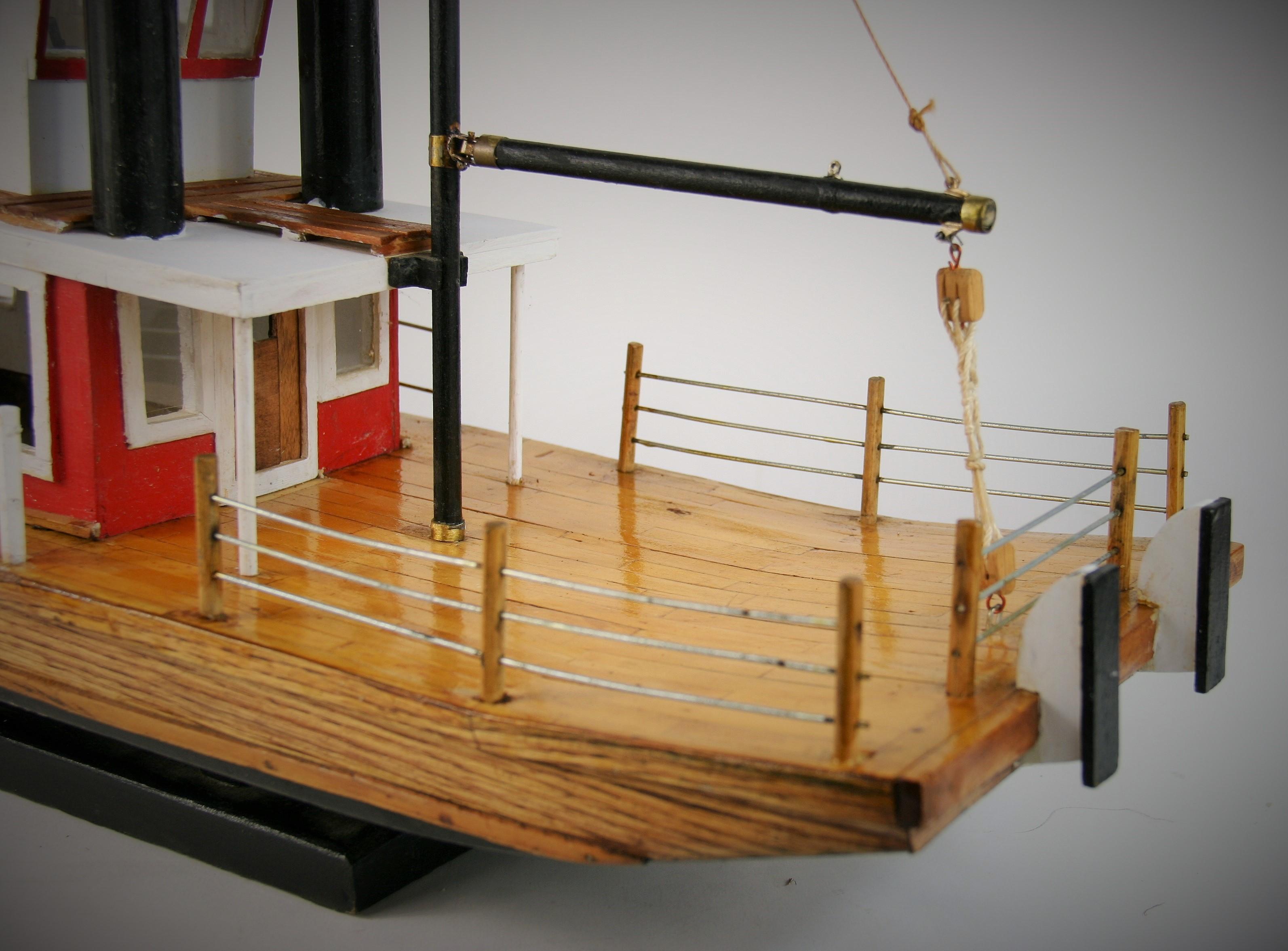 Folk Art Hand Made Paddle Wheel Ship Model For Sale 1