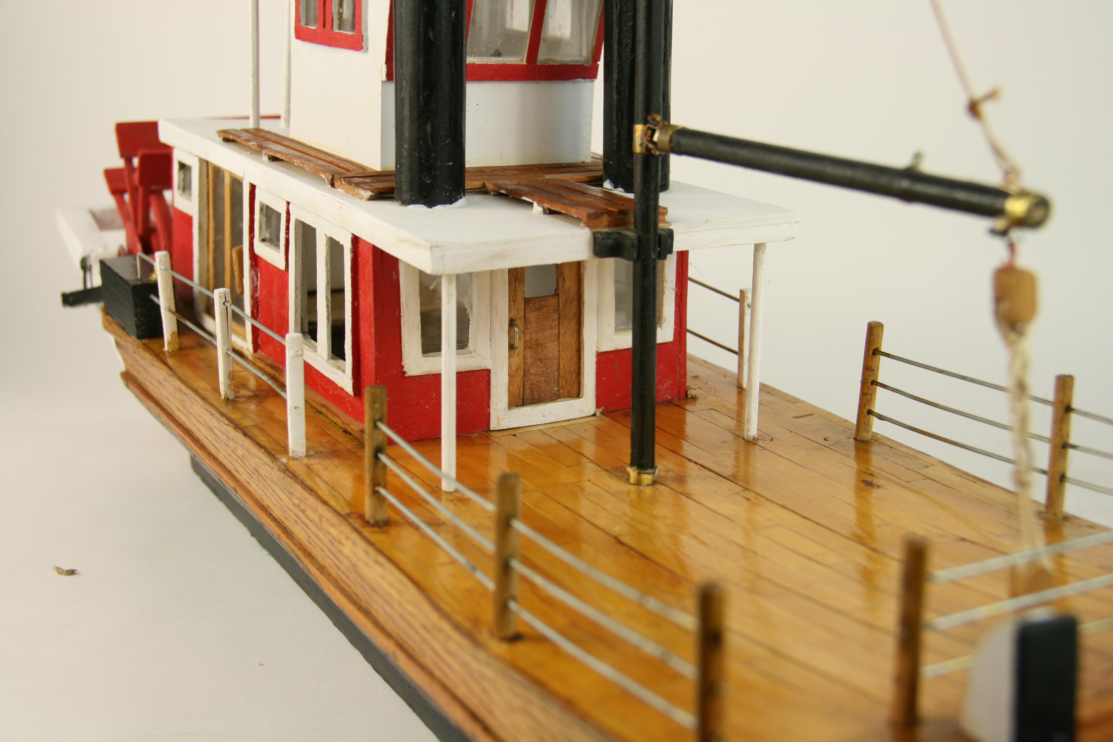 Folk Art Hand Made Paddle Wheel Ship Model For Sale 3