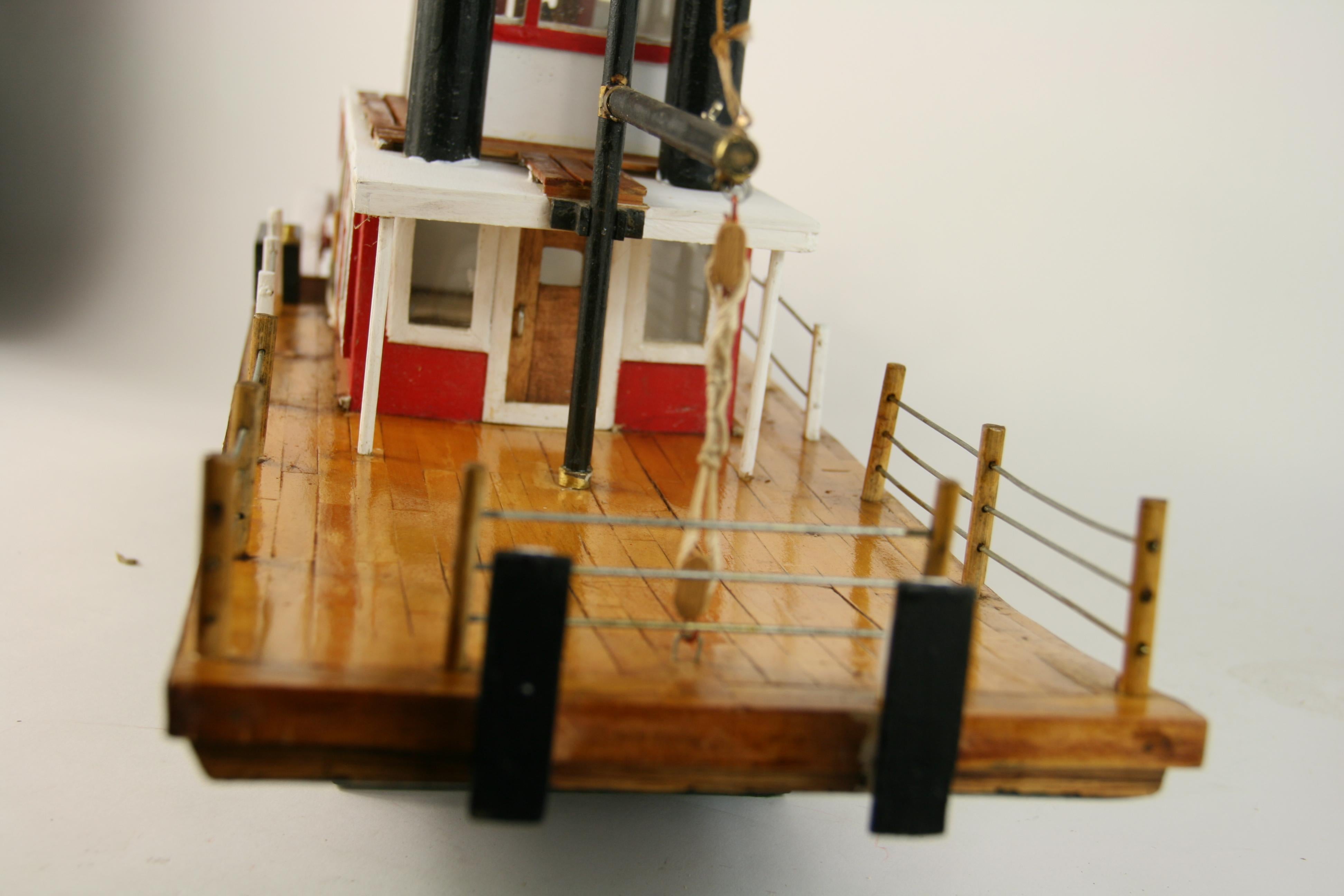 Folk Art Hand Made Paddle Wheel Ship Model For Sale 4