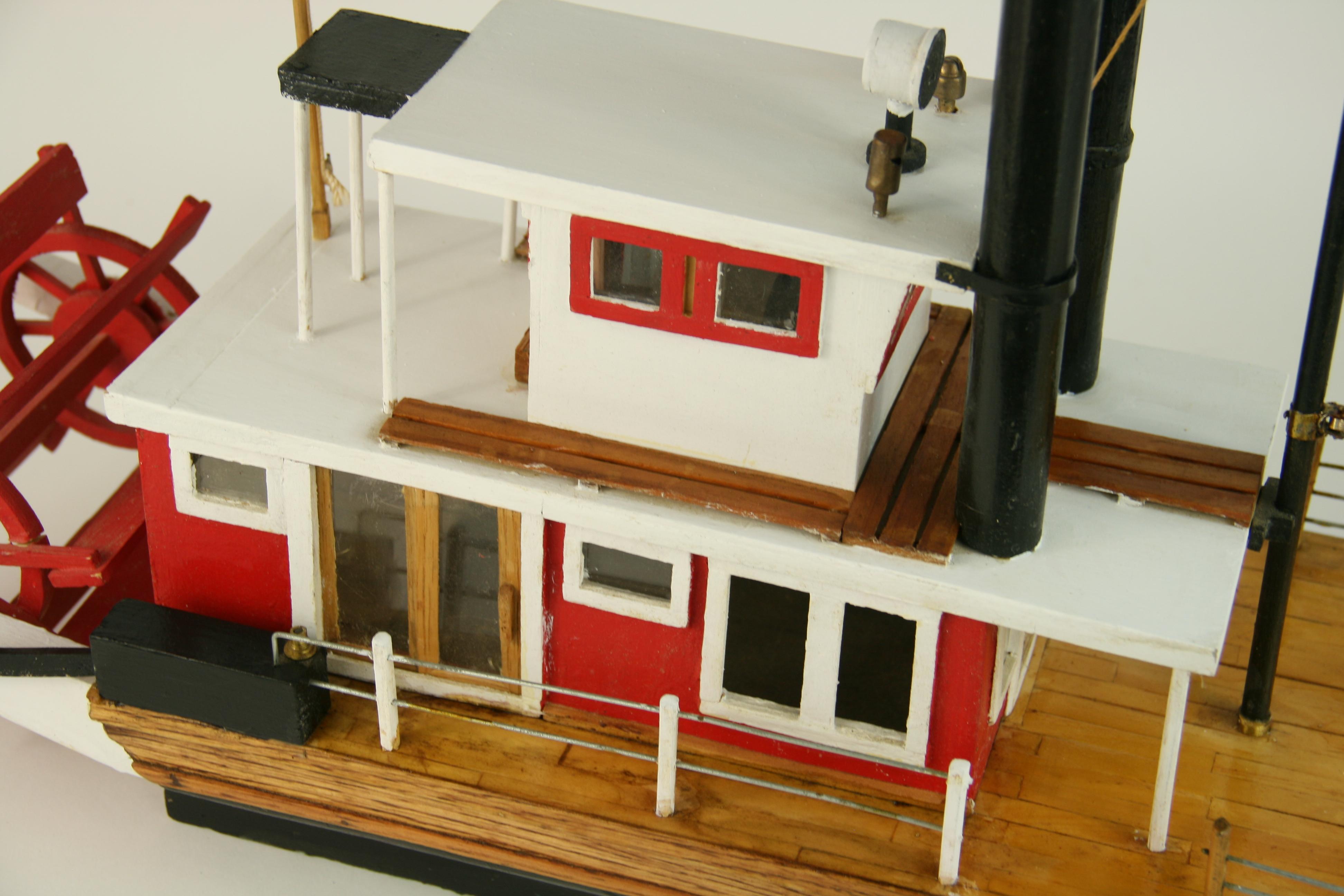 Art populaire Hand Made Maquette de bateau à roue à aubes en vente 8
