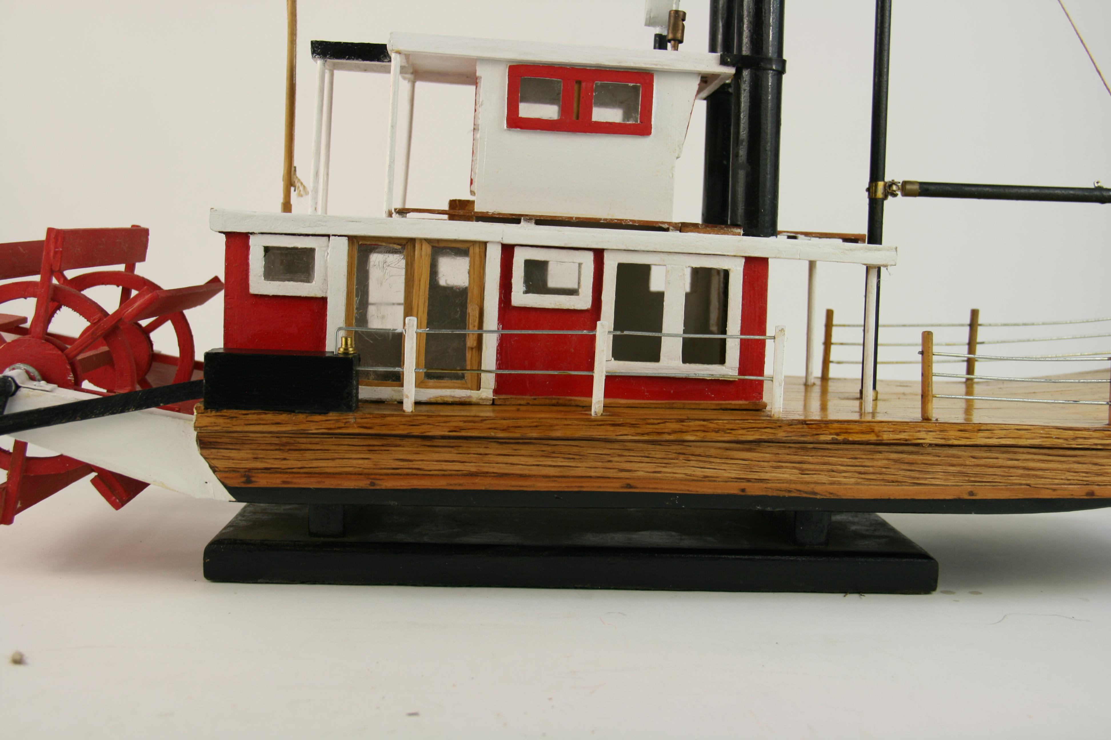 Folk Art Hand Made Paddle Wheel Ship Model For Sale 10