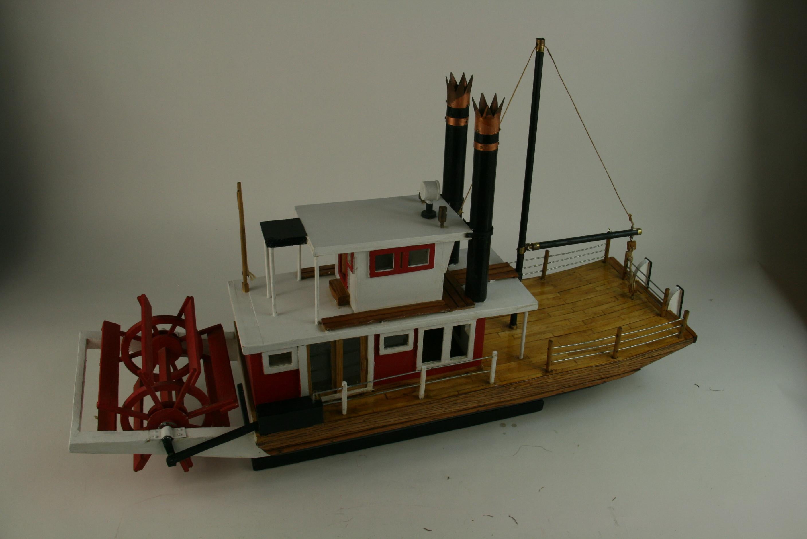 Nord-américain Art populaire Hand Made Maquette de bateau à roue à aubes en vente