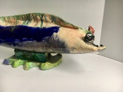Folk Art Handmade Pottery Sculpture of a Fish