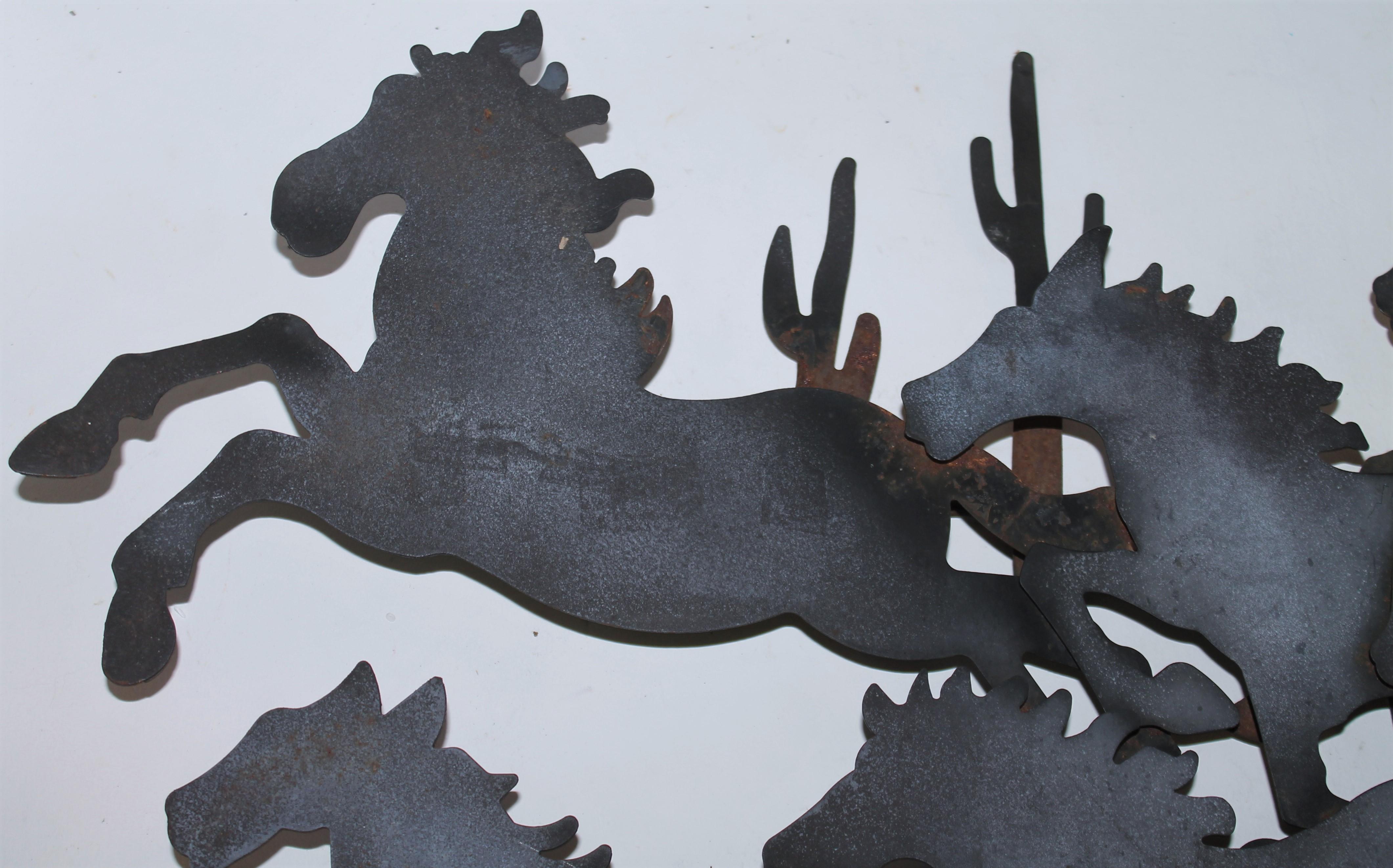 American Folk Art Hand Made Sculpture of Horses