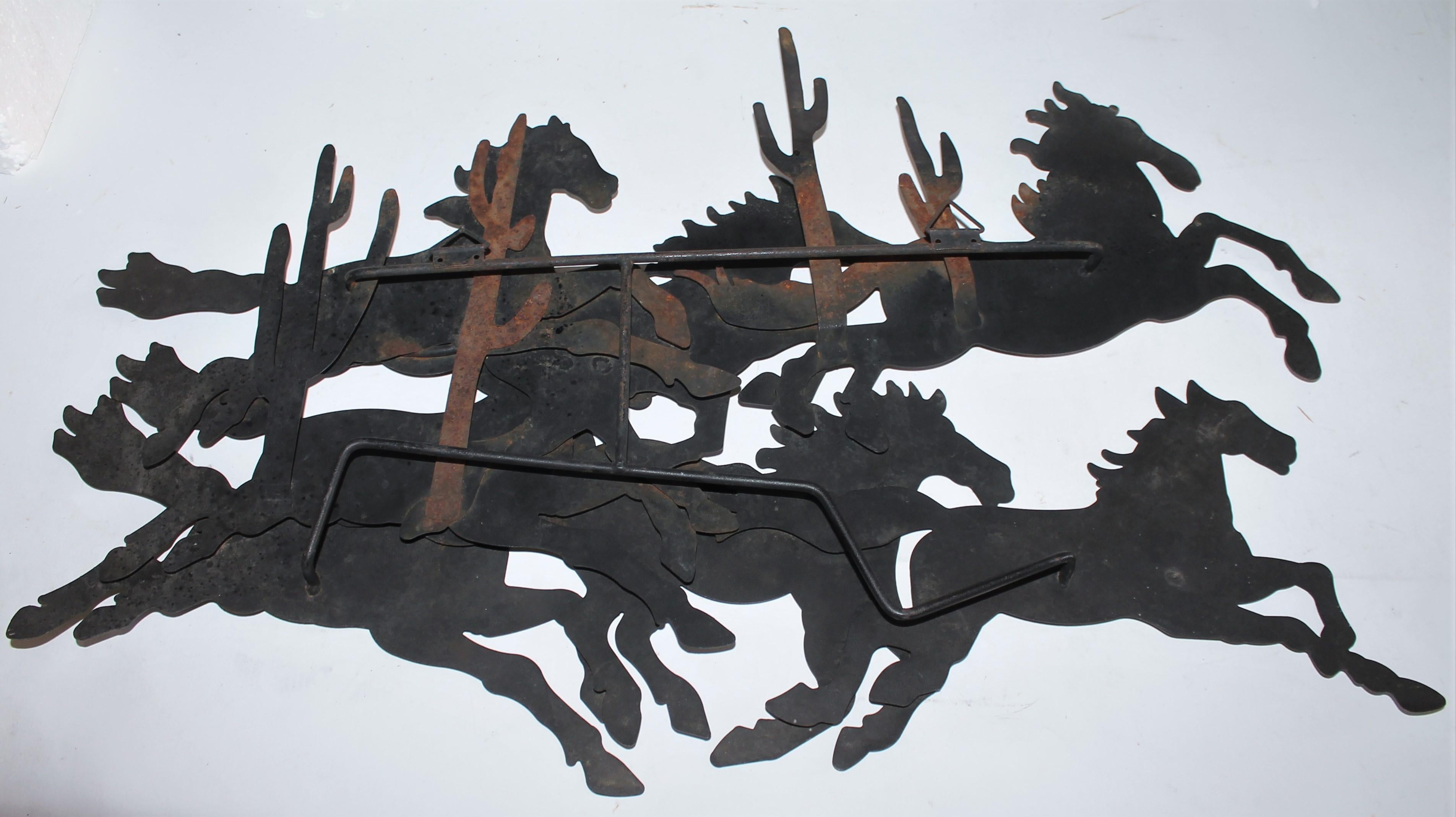 20th Century Folk Art Hand Made Sculpture of Horses