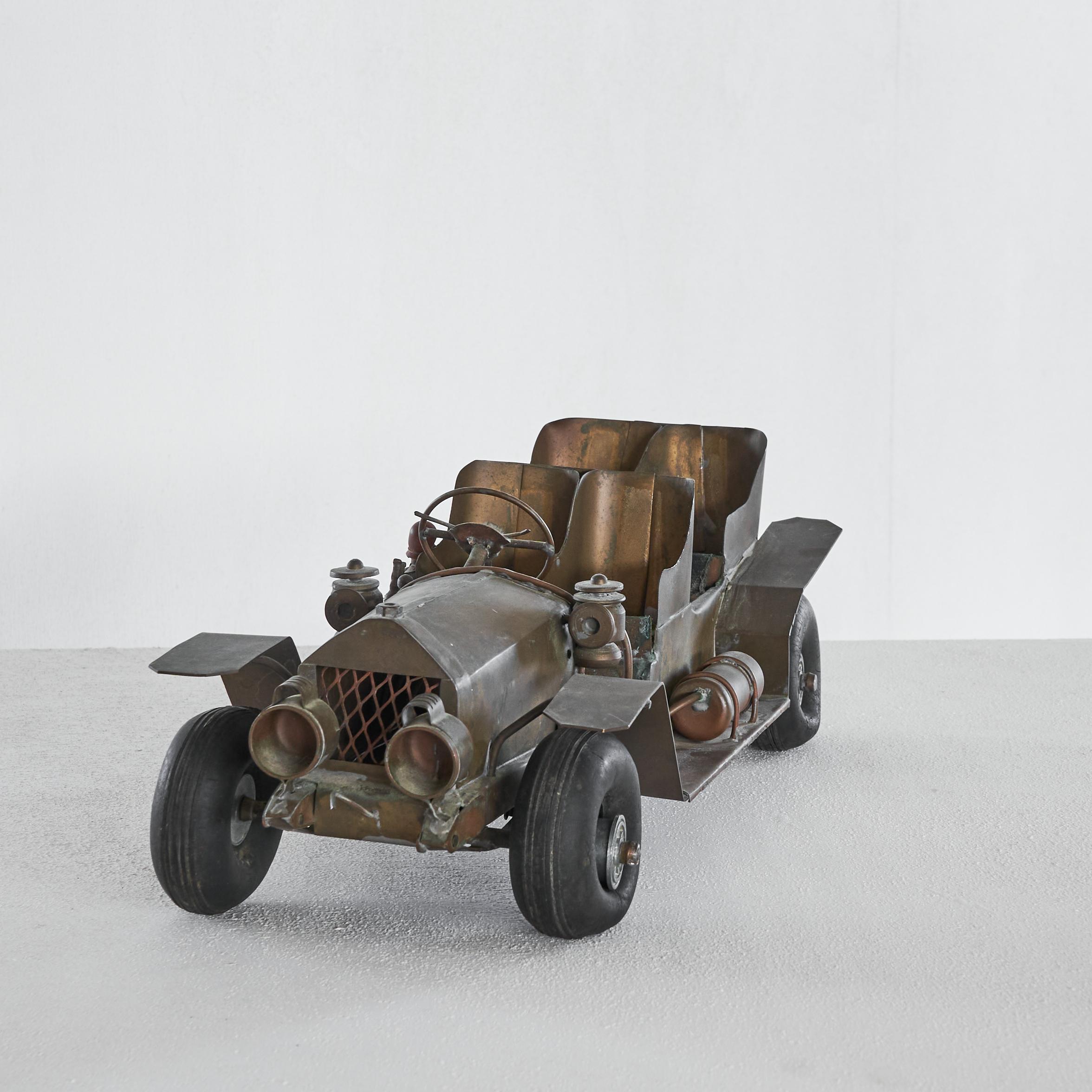 Ottone Automodello Folk Art Hand Made Simplex 1909 in rame e ottone anni '40 in vendita