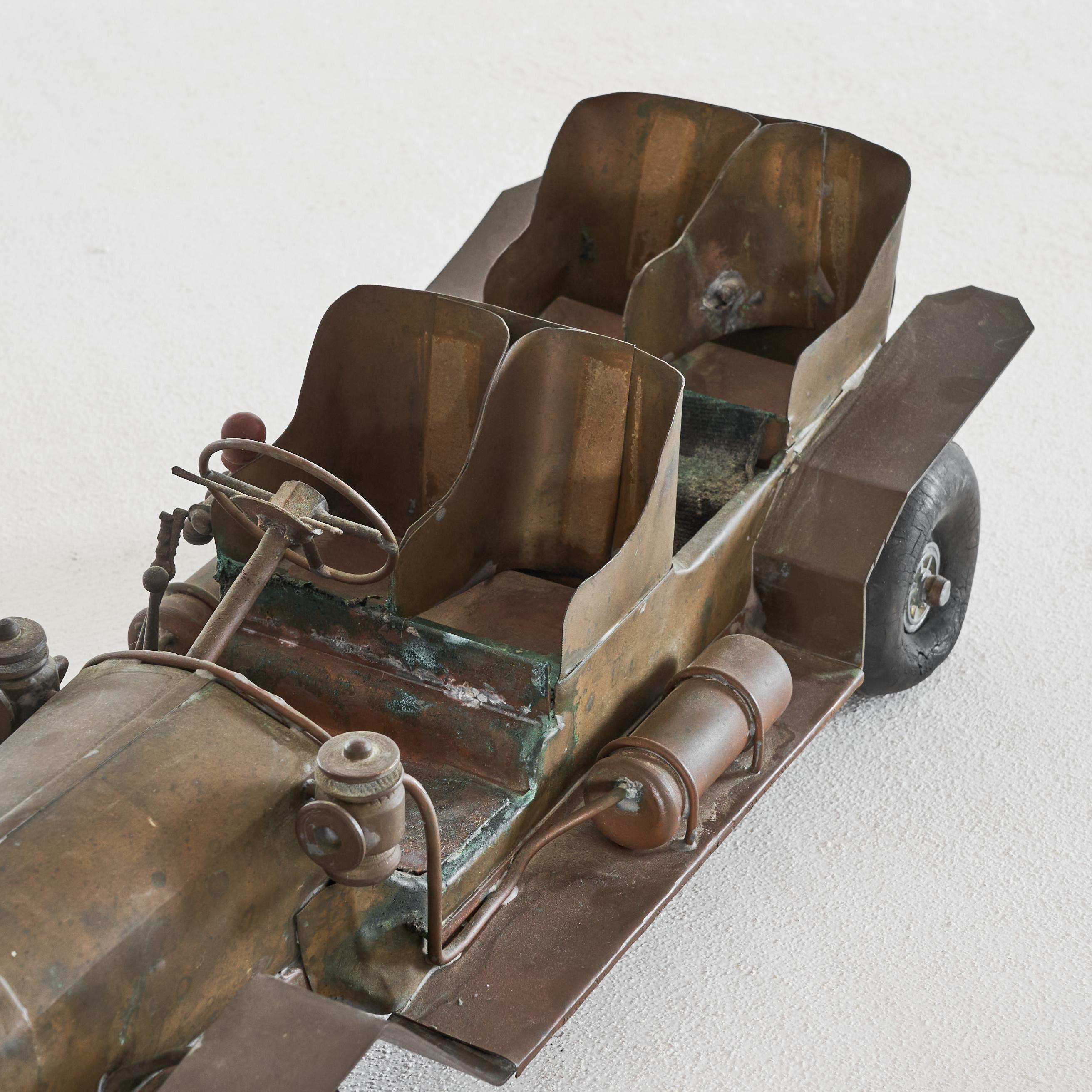 Folk Art Hand Made Simplex 1909 Model Car in Copper and Brass 1940s For Sale 2