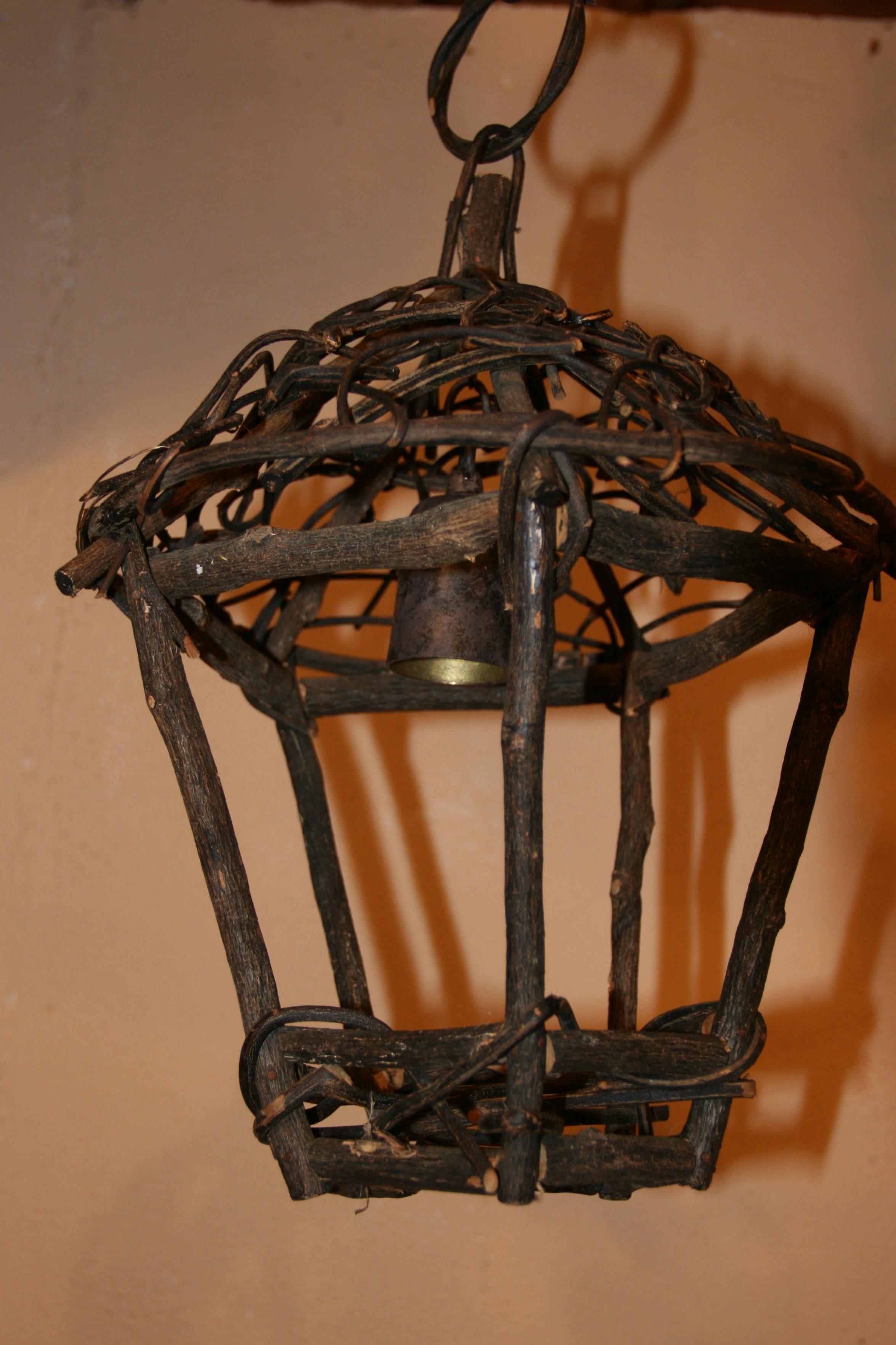 Folk Art Hand Made Twig Lantern For Sale 3