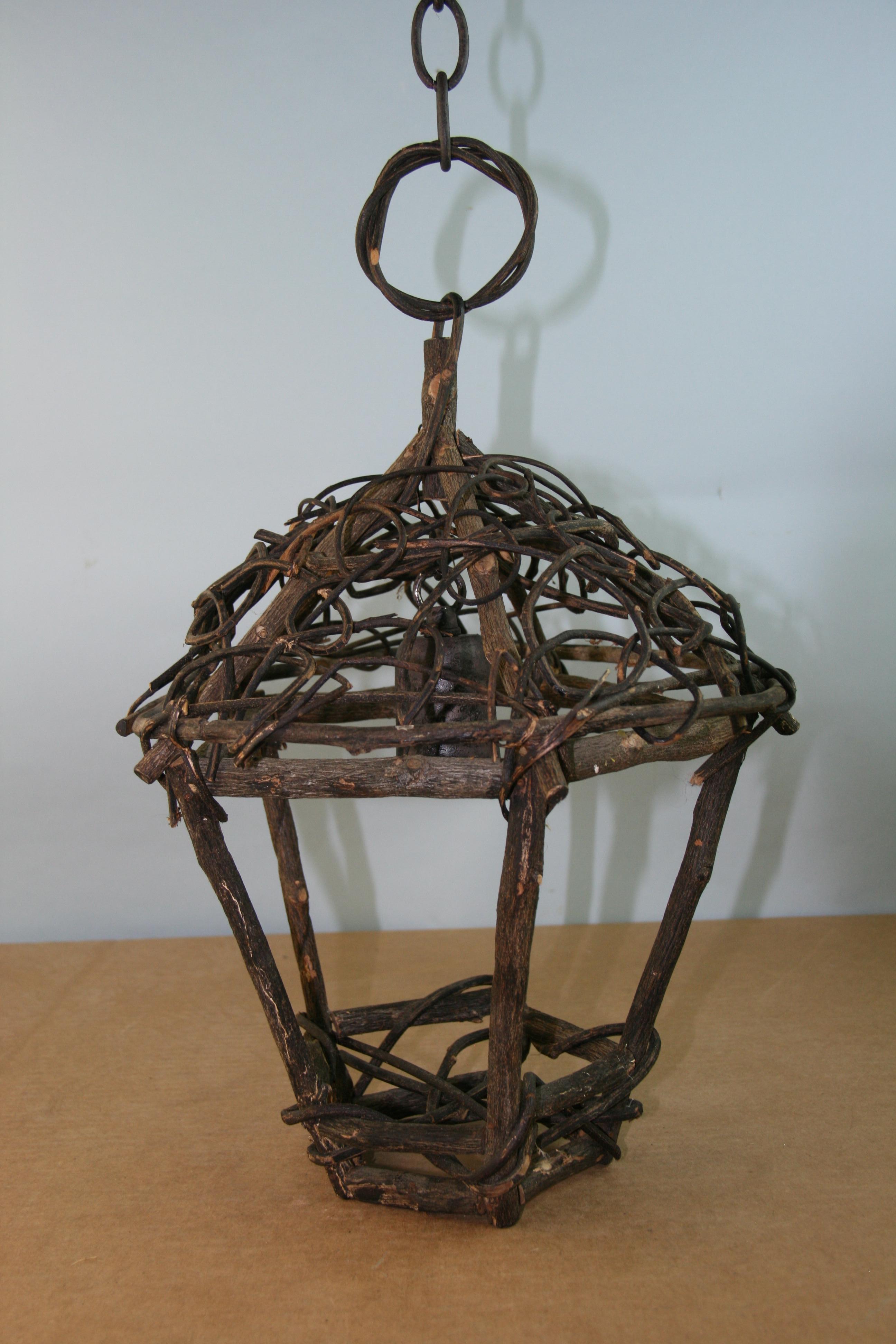 Farol de ramitas hecho a mano con arte popular Hecho a mano en venta