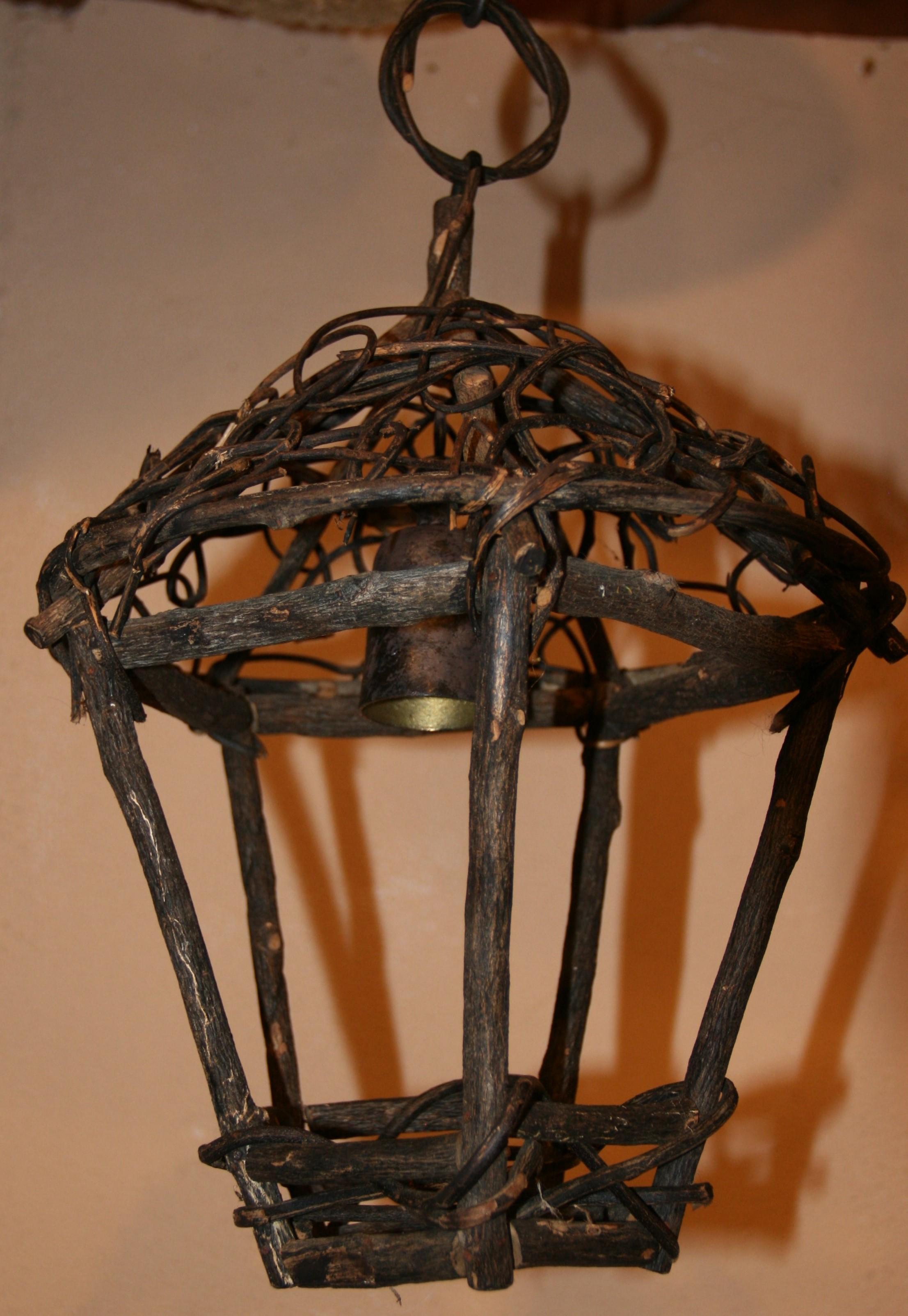 Folk Art Hand Made Twig Lantern For Sale 1