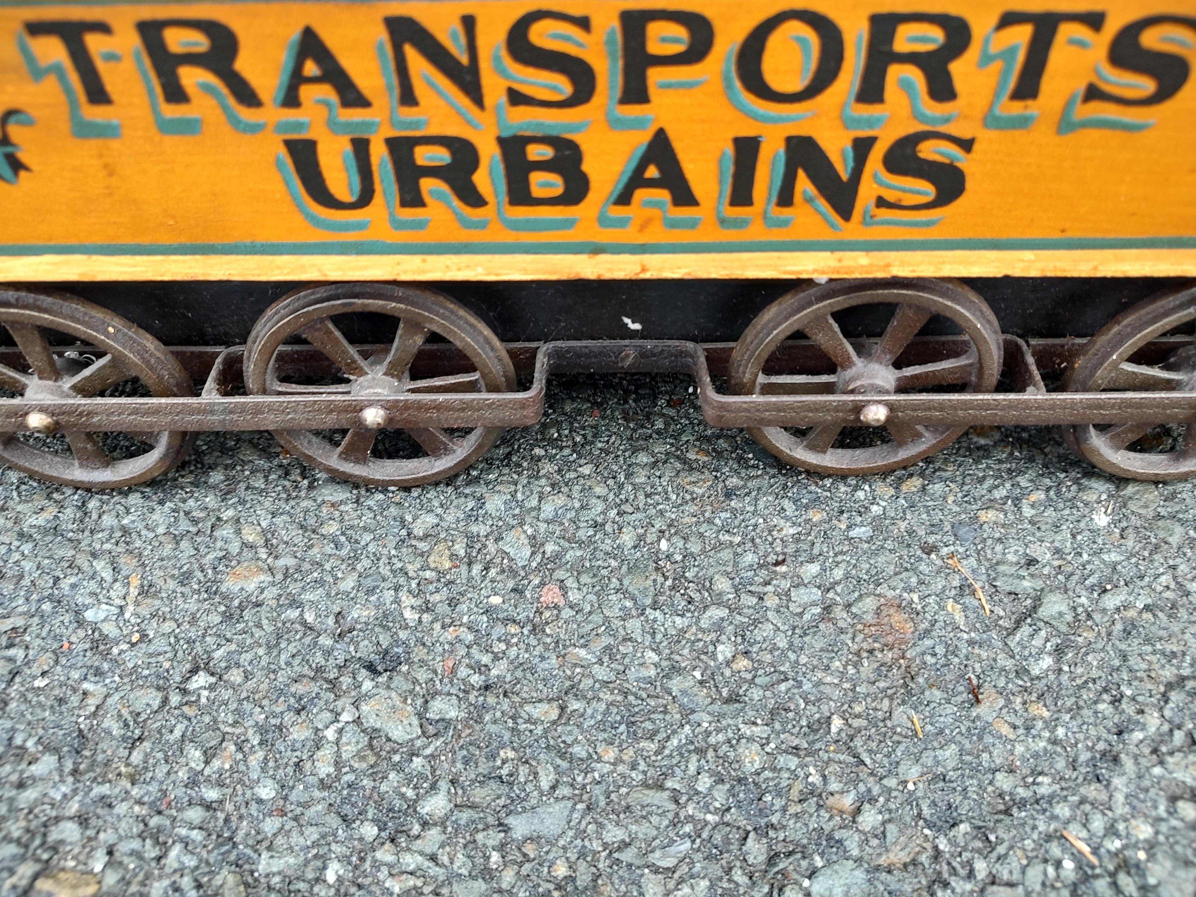 Industrial Folk Art Hand Painted Wood & Iron New Orleans Trolley Car