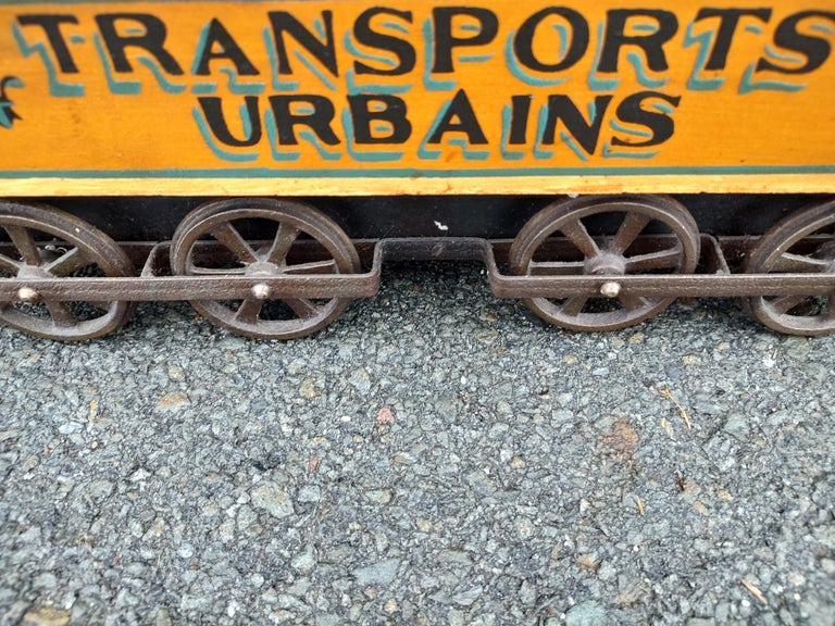 American Folk Art Hand Painted Wood & Iron New Orleans Trolley Car For Sale