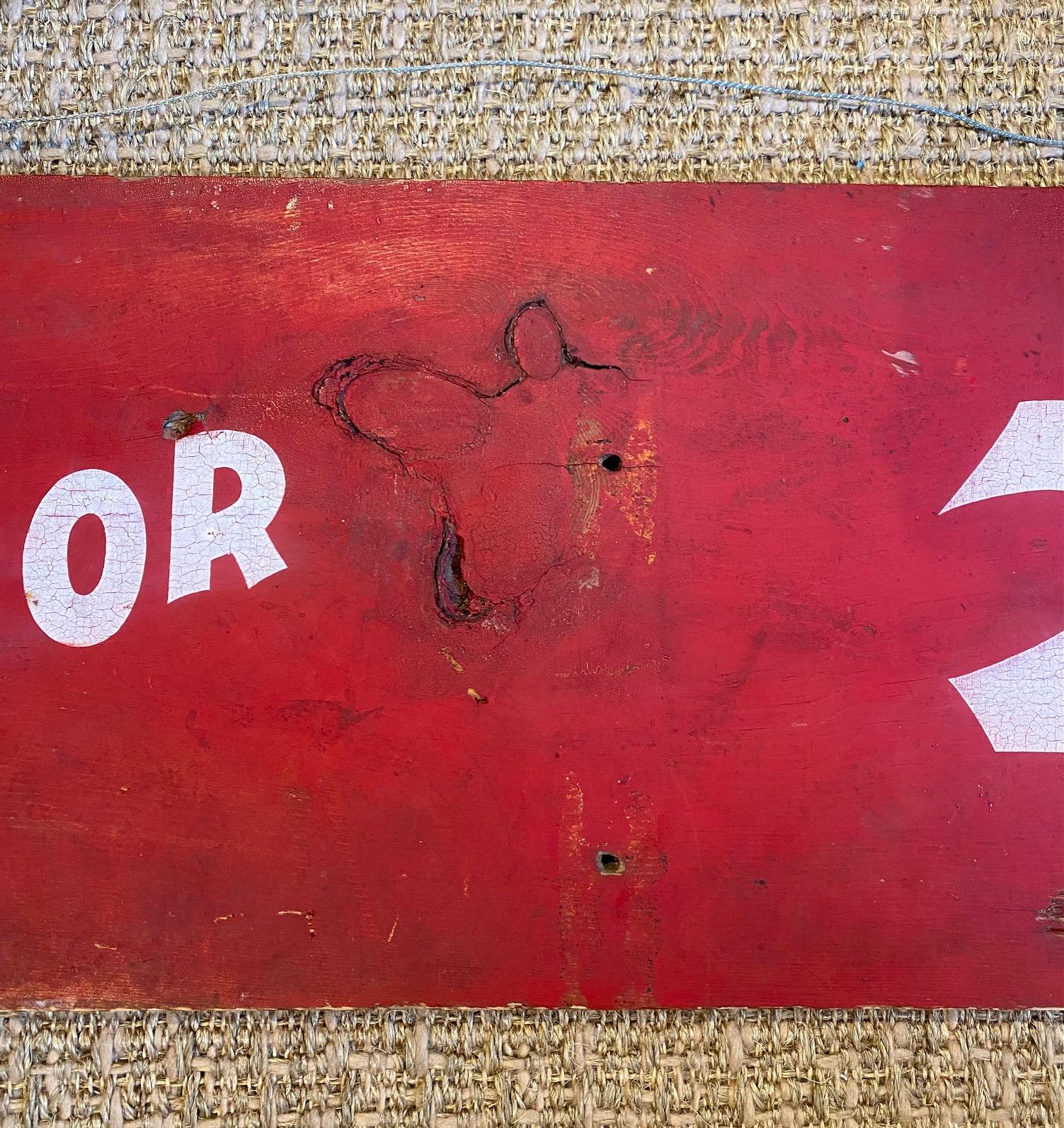 Antique Folk Art hand painted double-sided wooden trade sign dating from the early 20th Century... 1920s? 1930s? A wonderful whimsical sign most likely from a farm stand: they are selling something for the great bargain of 15 for 25 cents, but