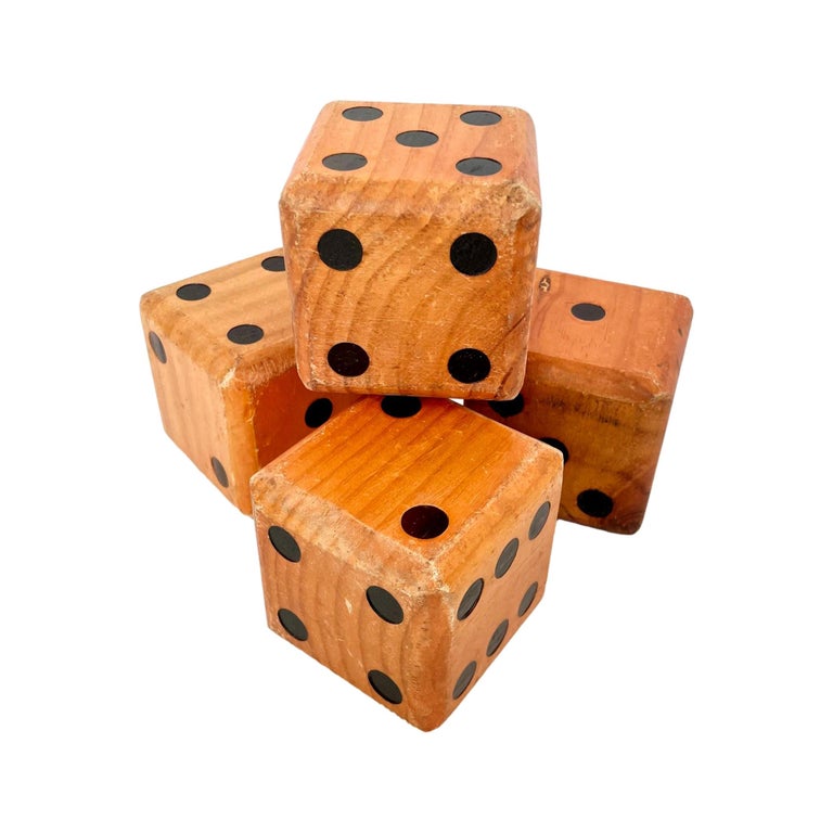 Folk Art Handmade Wood Dice at 1stDibs