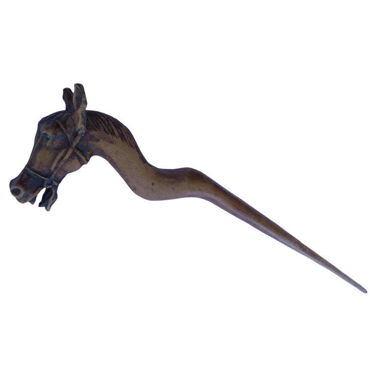 Folk Art Horse Head Walking Stick English Midcentury For Sale at 1stDibs