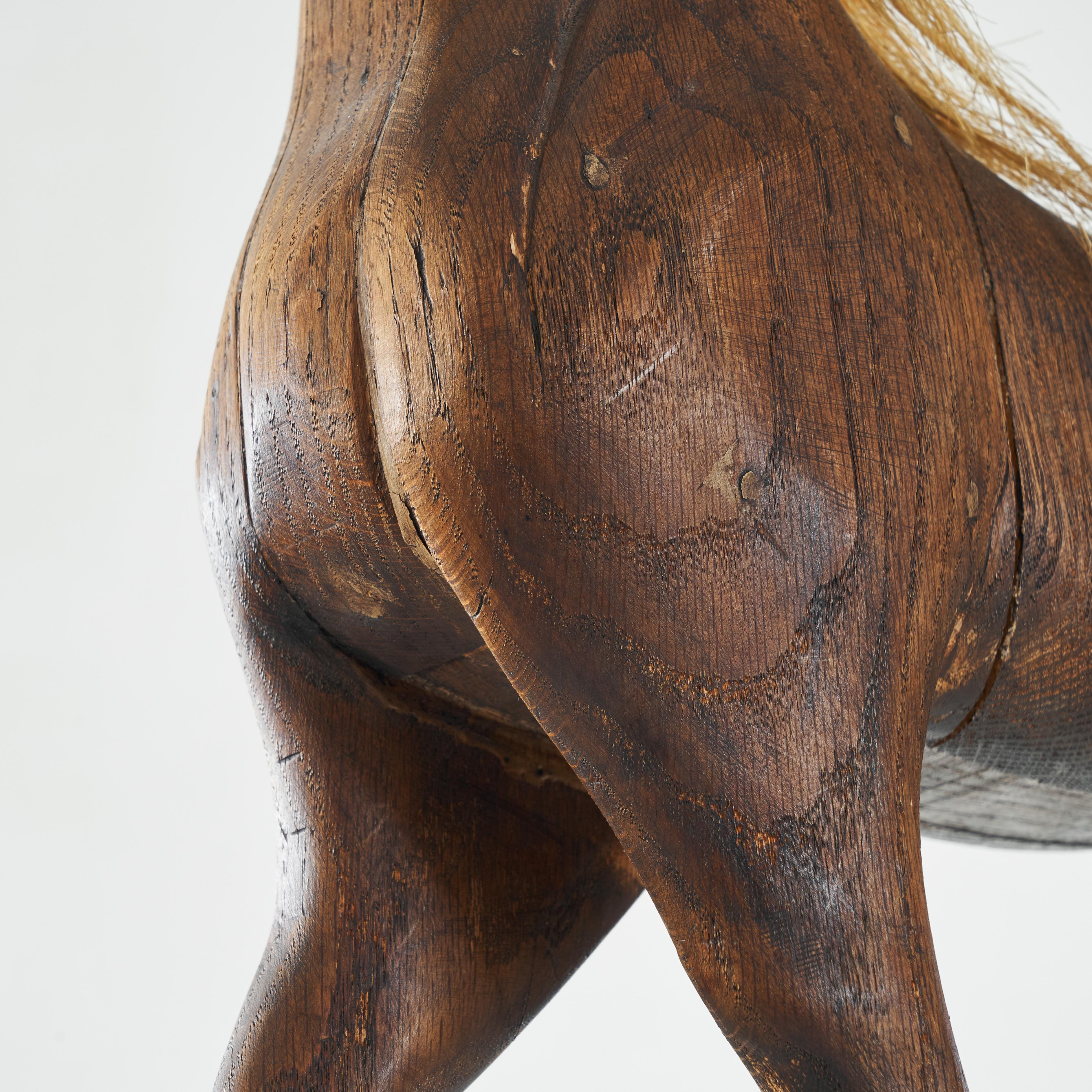 Hand-Crafted Folk Art Horse in Oak